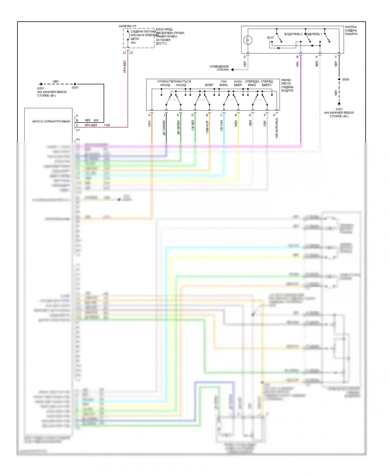 Uplander Chevrolet I (2004-2008): Электросхема систем памяти 