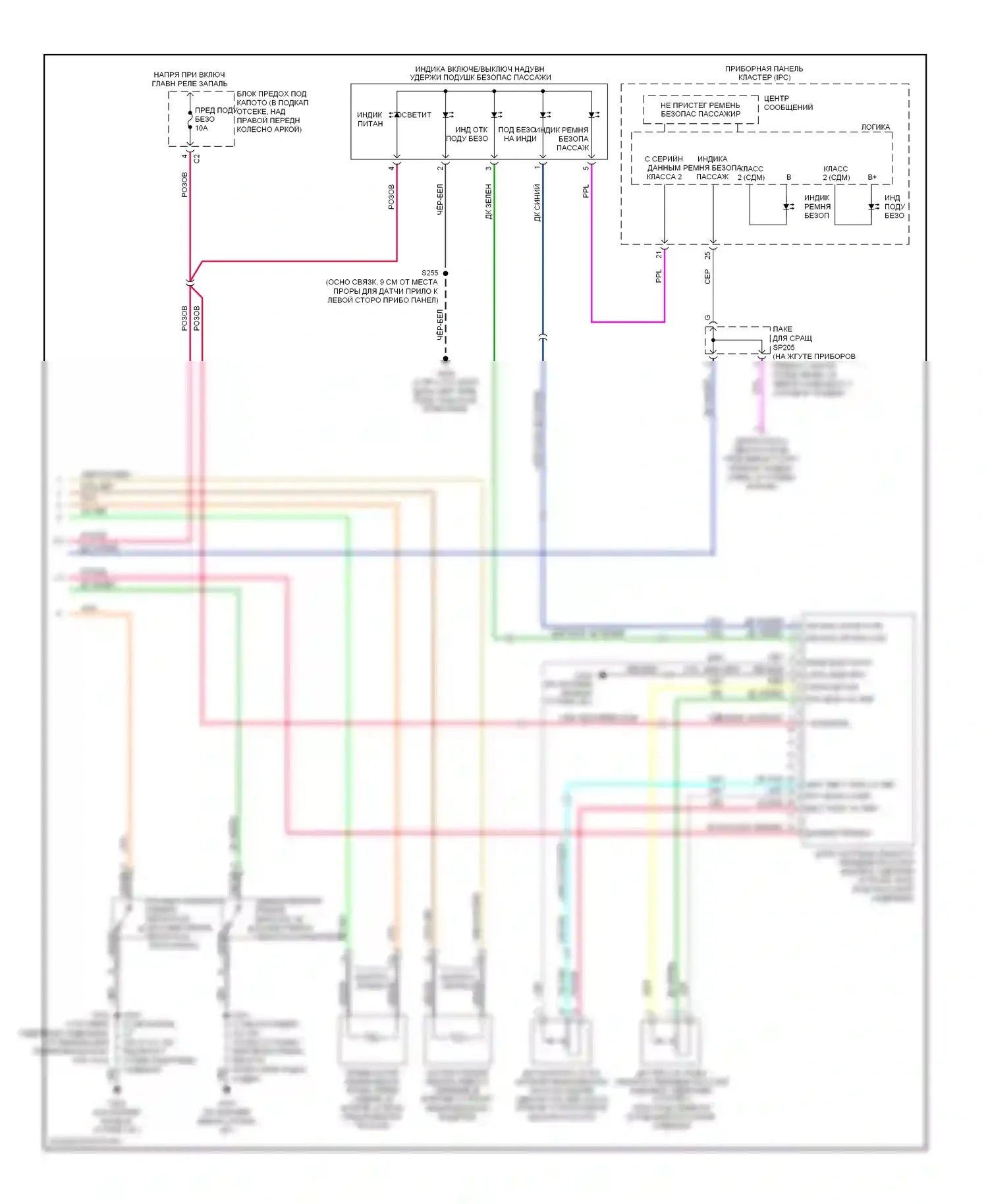 Uplander Chevrolet I (2004-2008): Электросхема подушек безопасности, с боковой подушкой безопасности (2 из 2) 