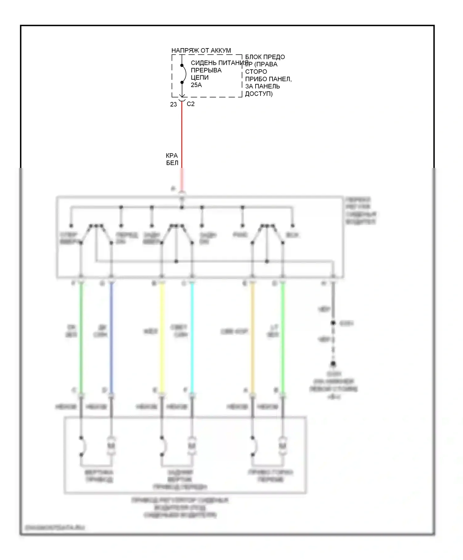 Uplander Chevrolet I (2004-2008): Электросхема сиденья водителя 