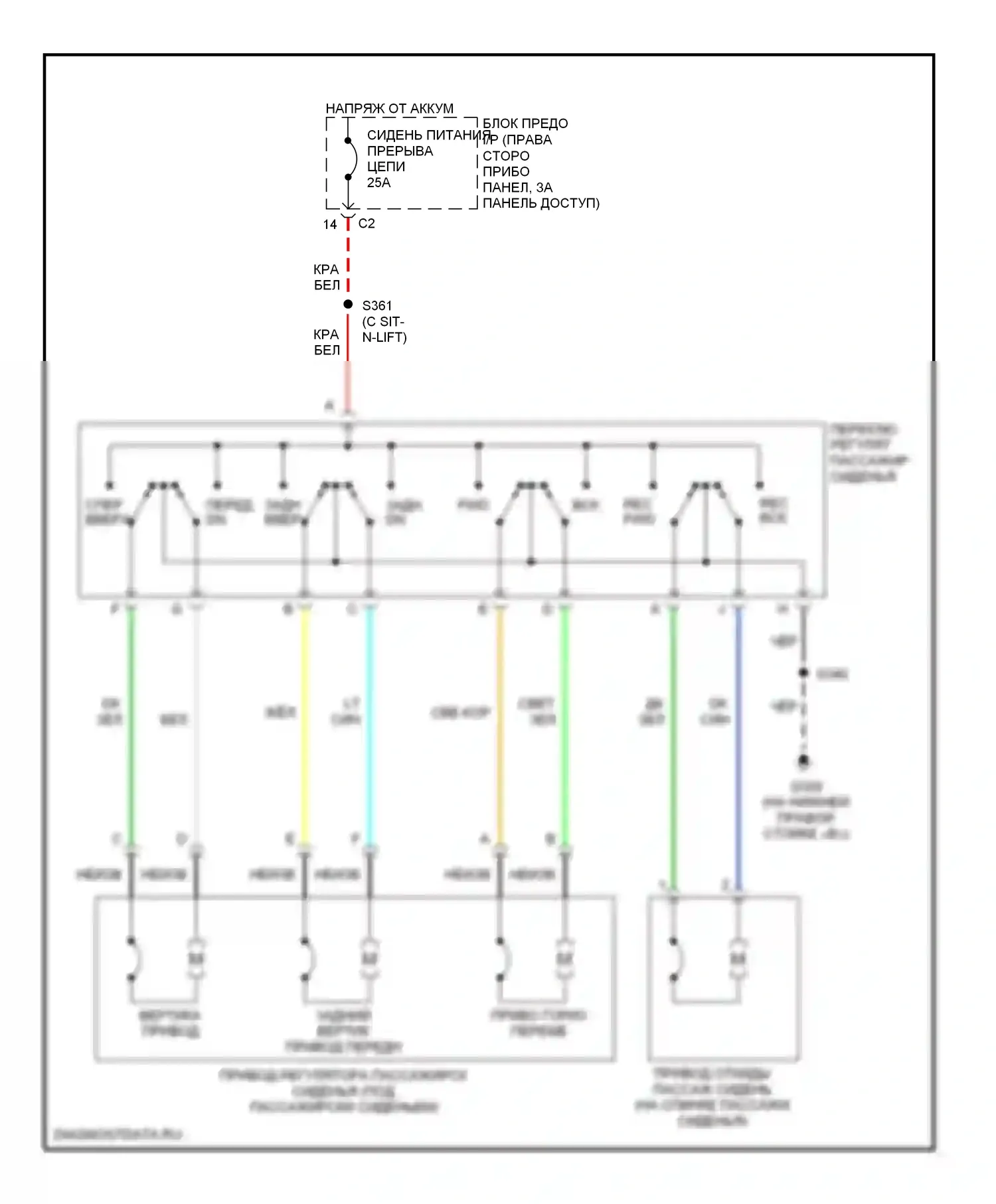 Uplander Chevrolet I (2004-2008): Полный набор функций для пассажиров сиденья электросхема 