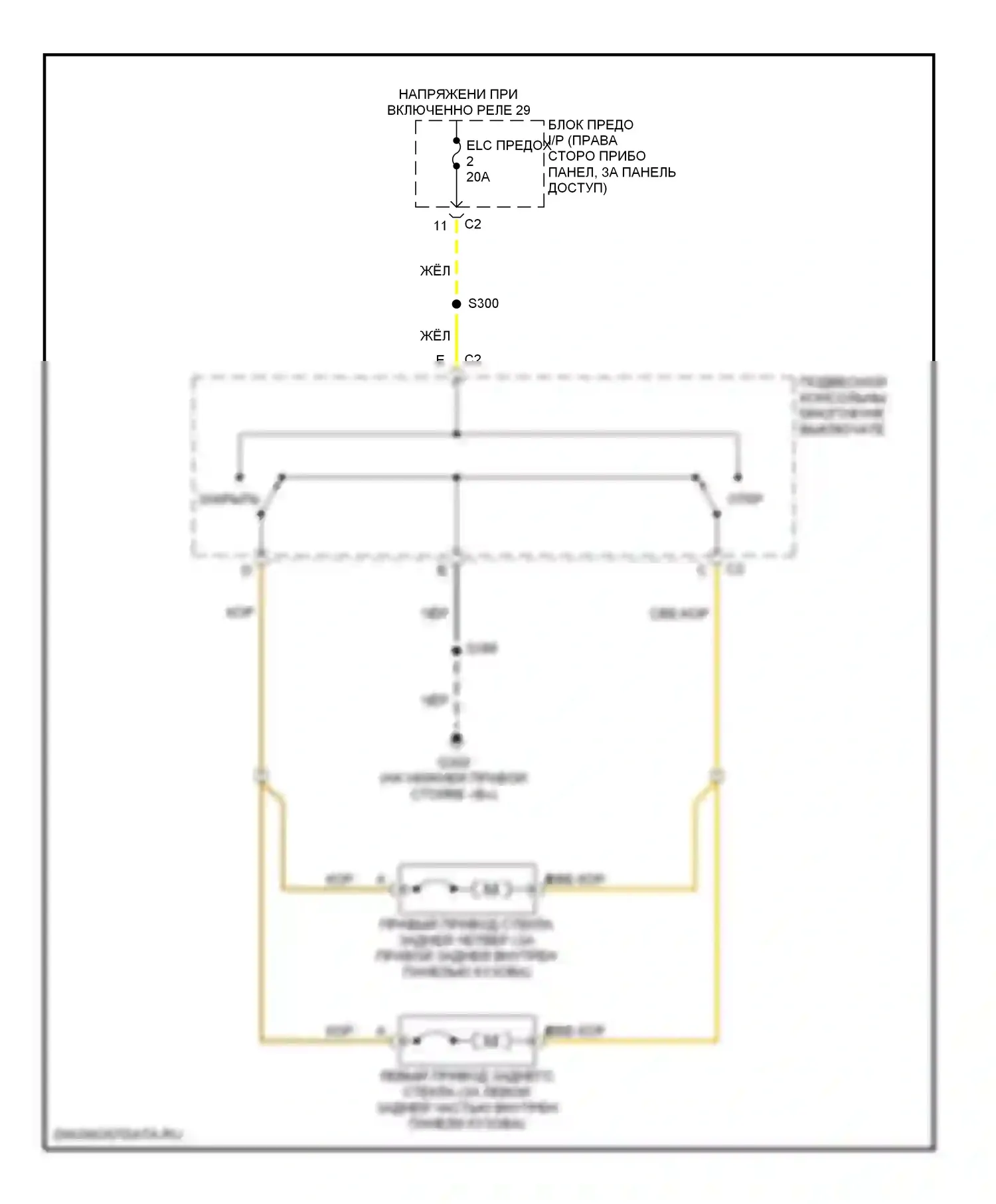 Uplander Chevrolet I (2004-2008): Электросхема стёкол задней четверти 