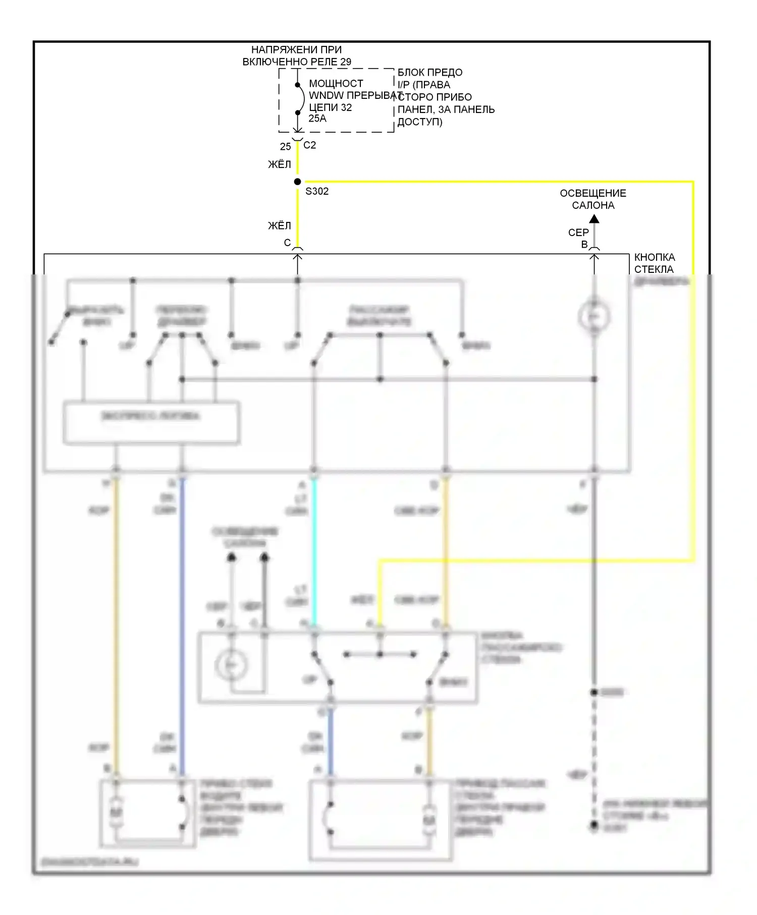 Uplander Chevrolet I (2004-2008): Стеклоподъемники электросхема 