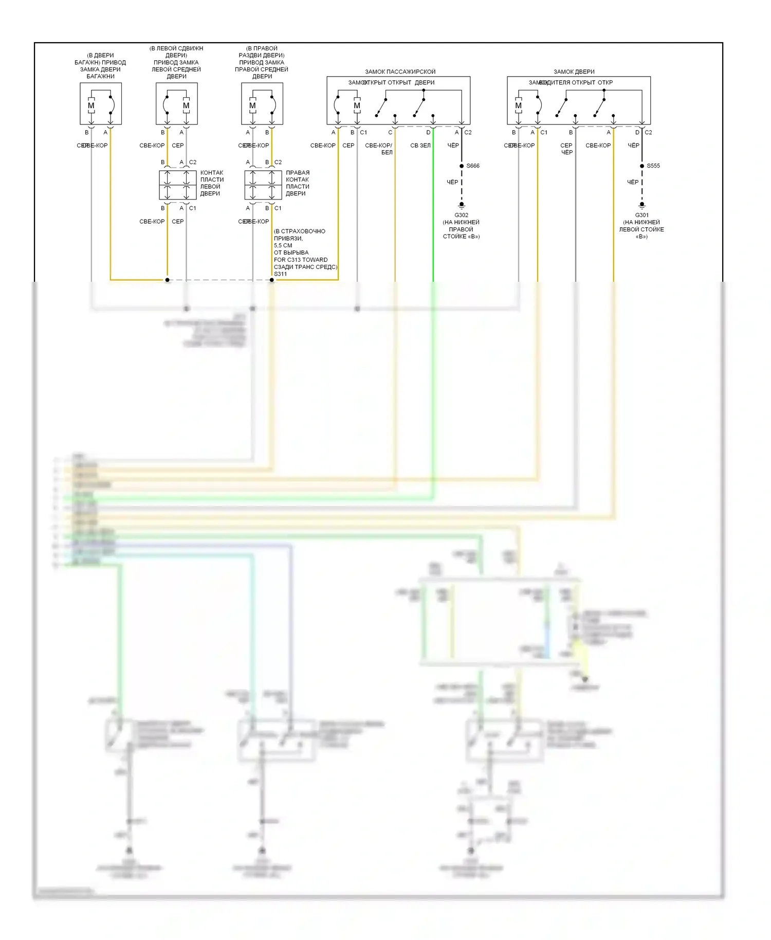 Uplander Chevrolet I (2004-2008): Электросхема центрального замка (2 из 2) 