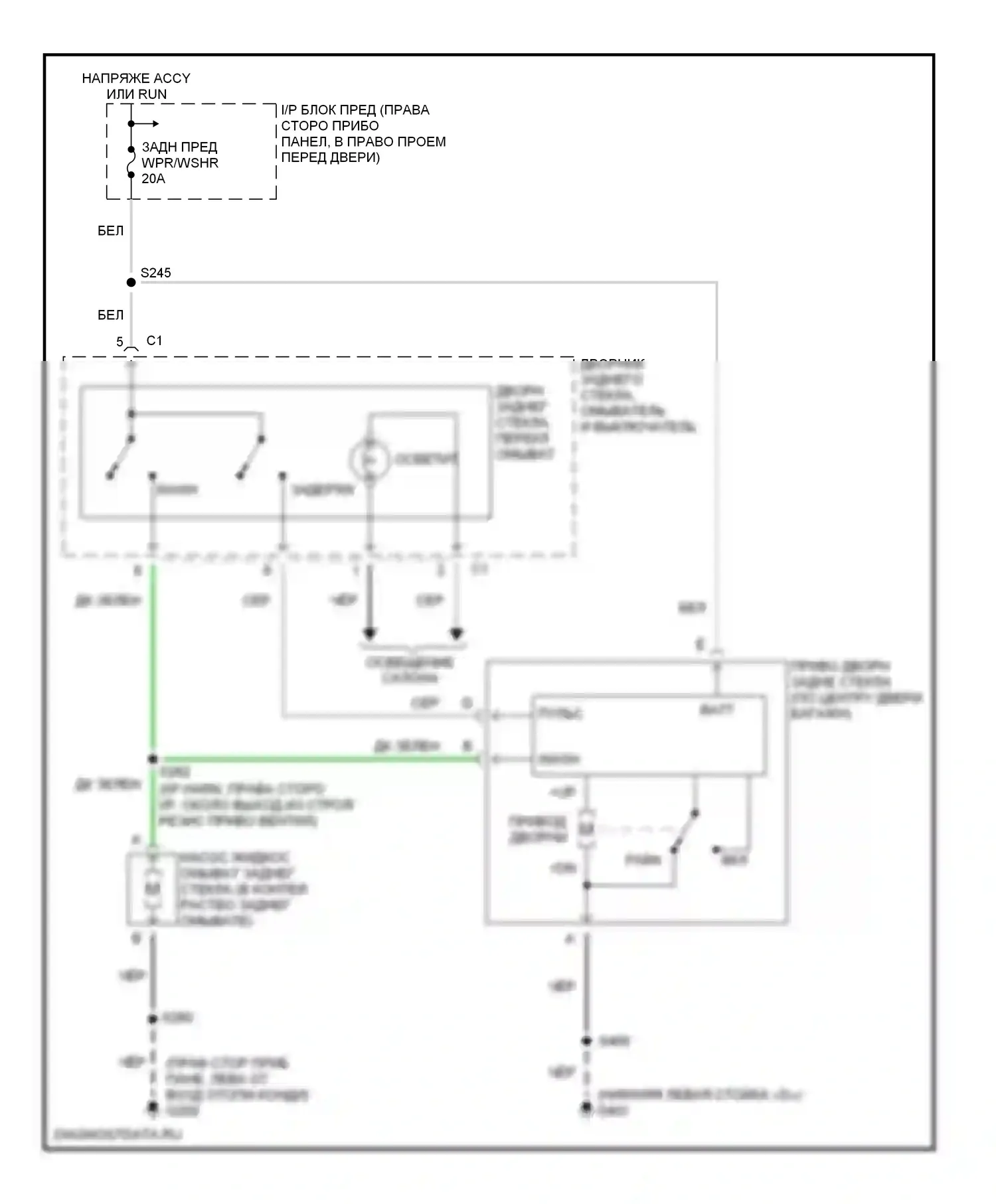 Venture Chevrolet I (1996-2005): Электросхема задних дворников и омывателей 