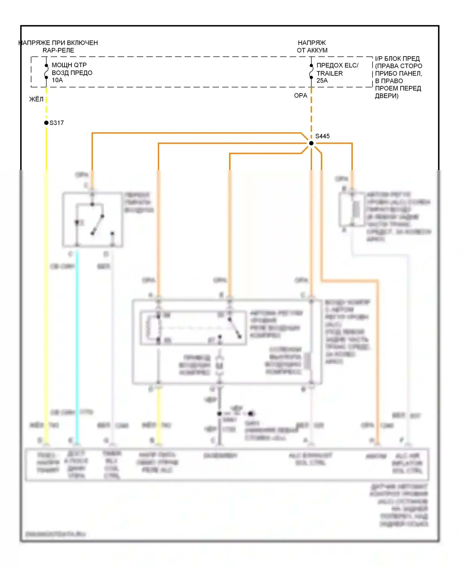 Venture Chevrolet I (1996-2005): Электросхема электронной подвески, с пирапатроном 