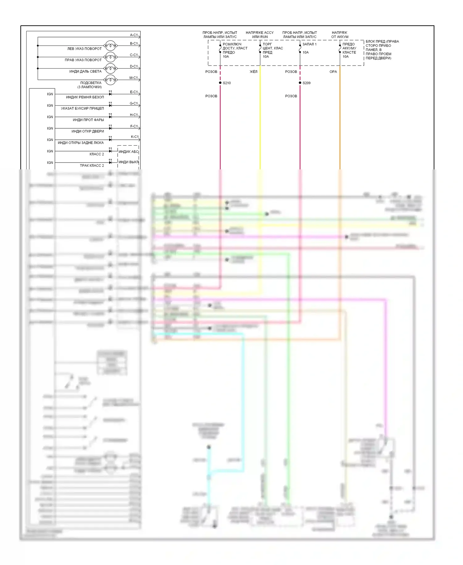 Venture Chevrolet I (1996-2005): Электросхема приборной панели (1 из 2) 