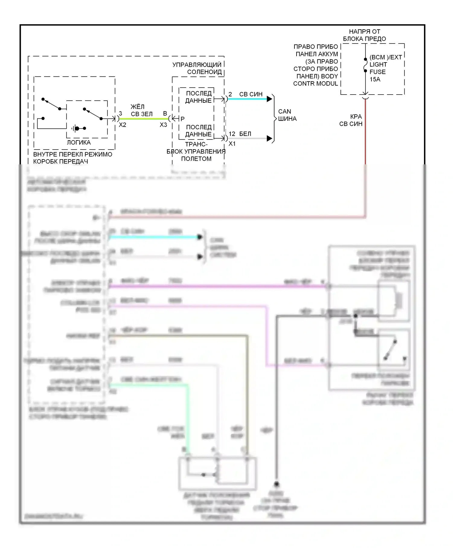 Volt Chevrolet I (2010-2015): Электросхема блокировки селектора 