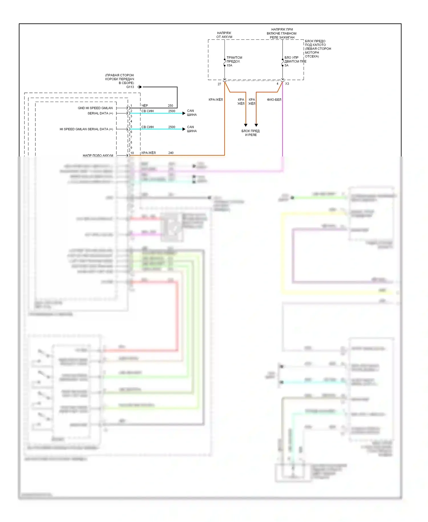 Volt Chevrolet I (2010-2015): Электросхема коробки передач, кроме гибридной (1 из 2) 