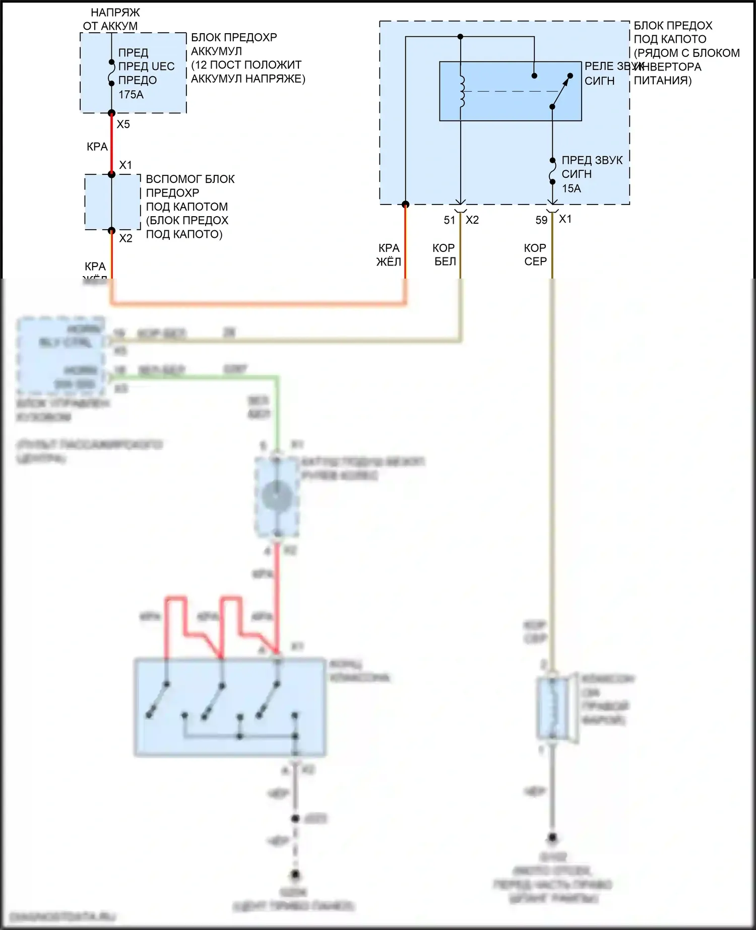Volt Chevrolet II (2015-2019): Электросхема клаксона 