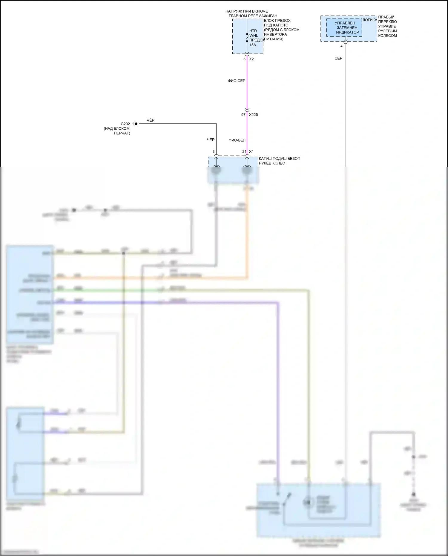 Volt Chevrolet II (2015-2019): Электросхема рулевого колеса с подогревом 