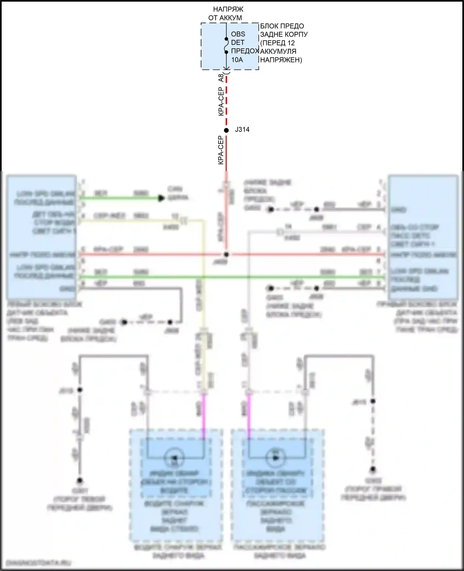 Volt Chevrolet II (2015-2019): Электросхема мониторинга в слепой зоне 