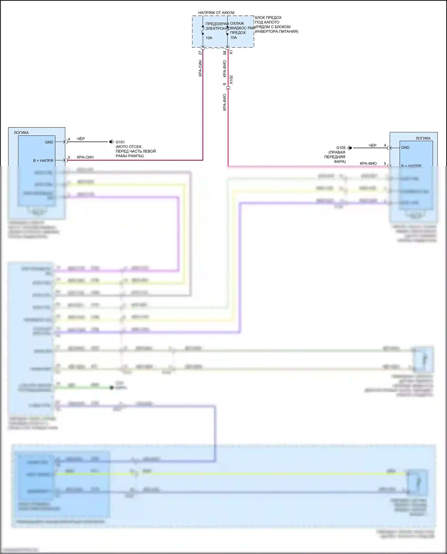Volt Chevrolet II (2015-2019): Электросхема гибридного вентилятора охлаждения 