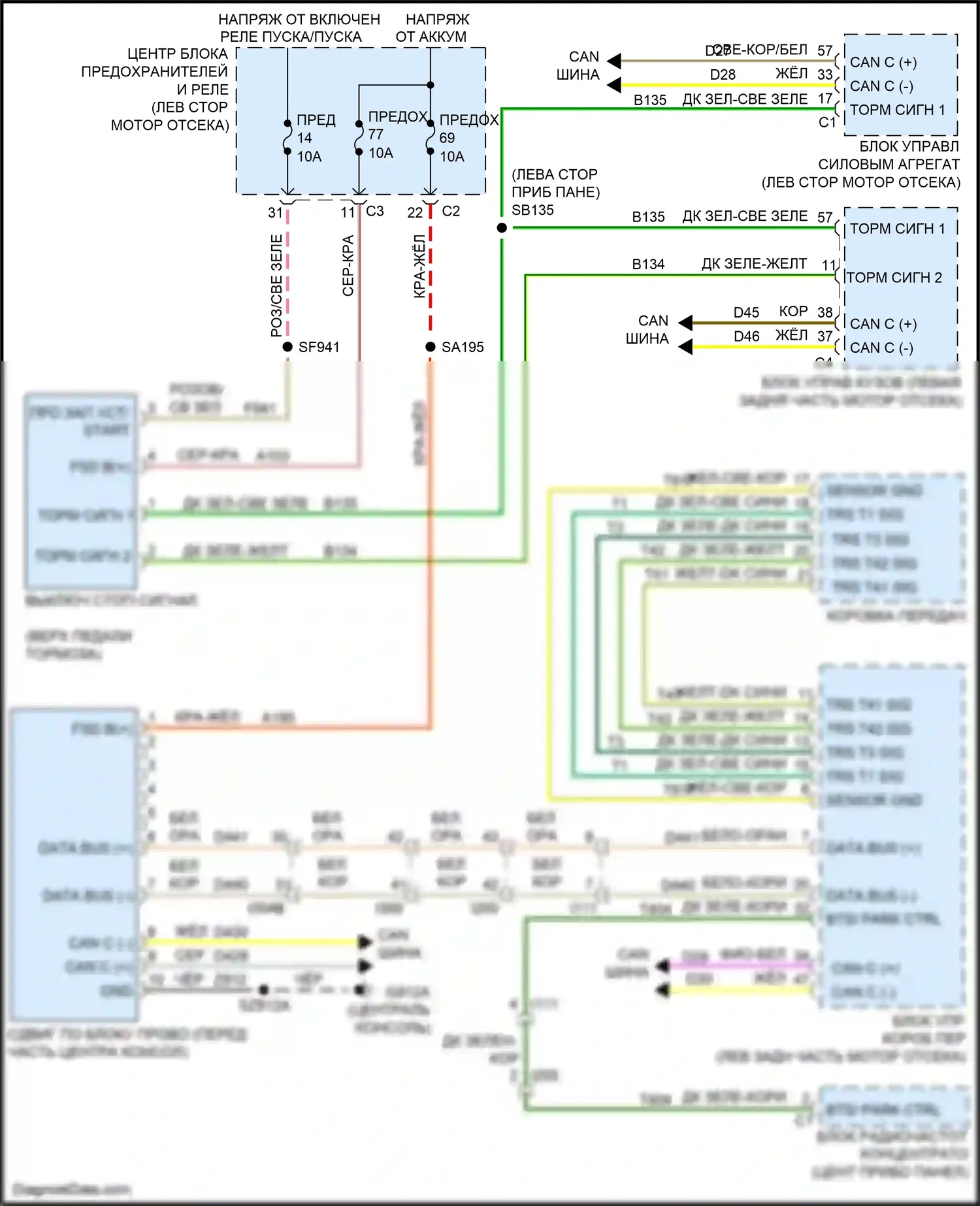200 Chrysler II (2014-2016): Электросхема блокировки селектора 