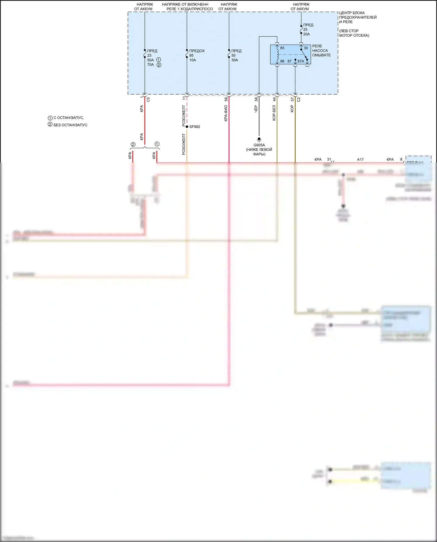 200 Chrysler II (2014-2016): Дворники и омыватели электросхема (2 из 2) 