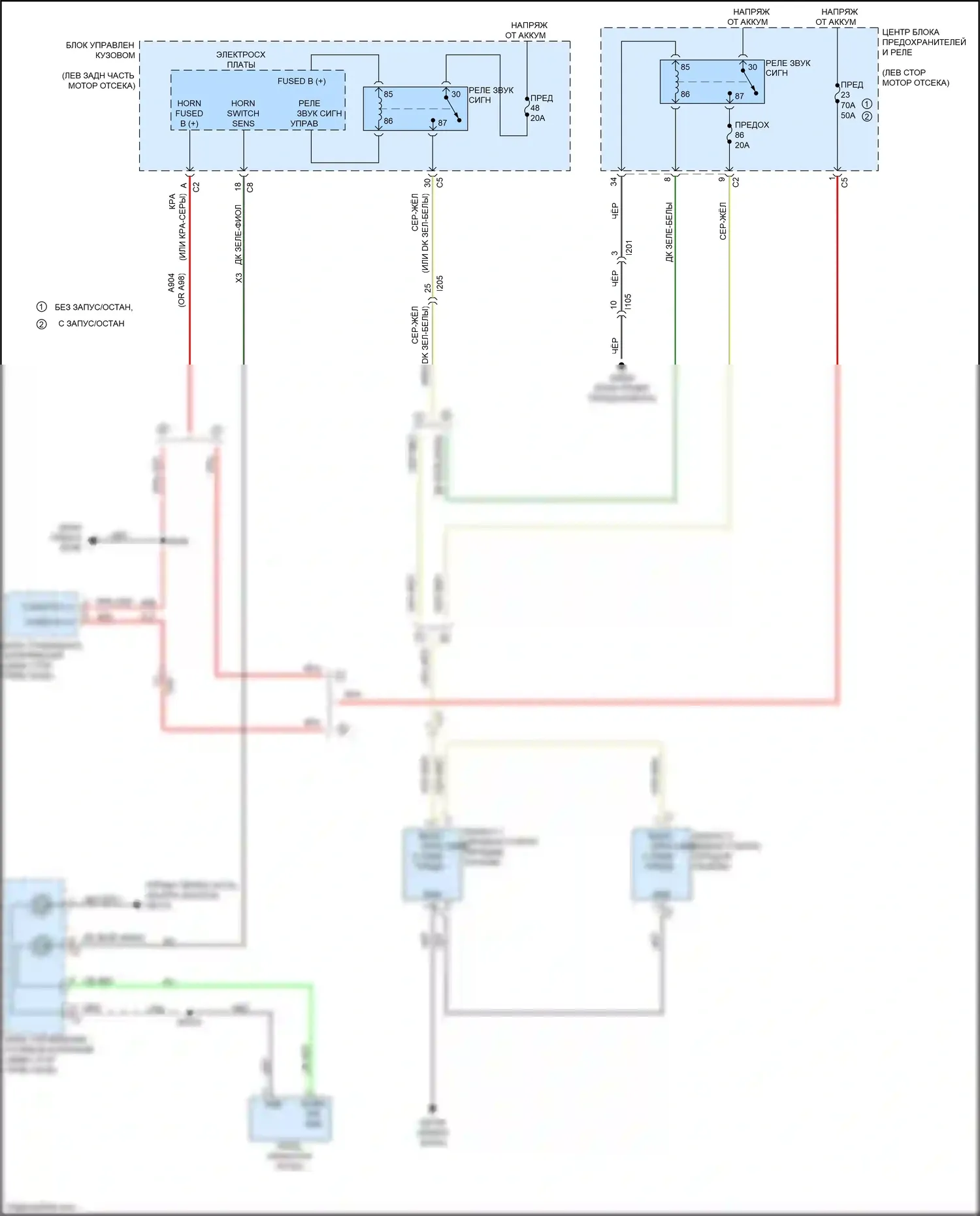 200 Chrysler II (2014-2016): Электросхема клаксона 