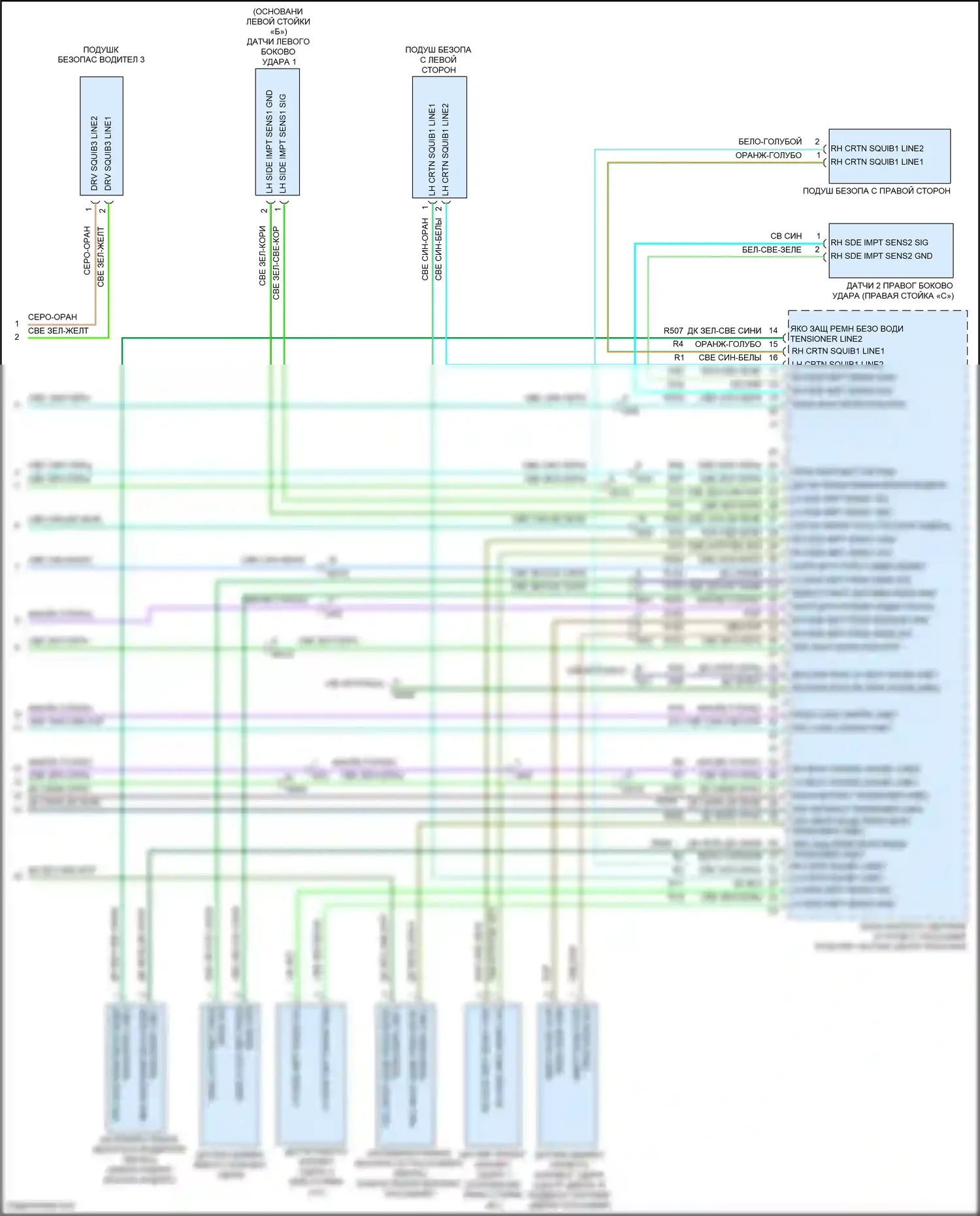 200 Chrysler II (2014-2016): Электросхема подушек безопасности (3 из 3) 