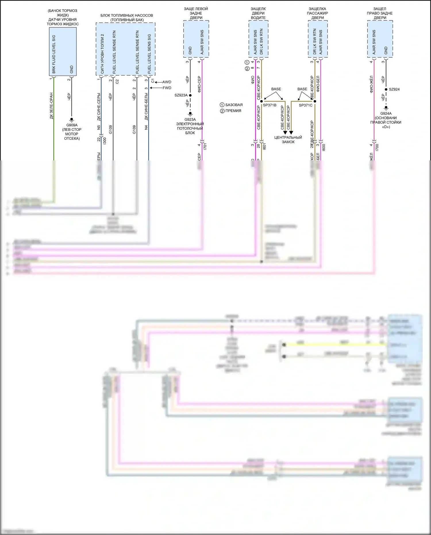 200 Chrysler II (2014-2016): Электросхема приборной панели (2 из 2) 