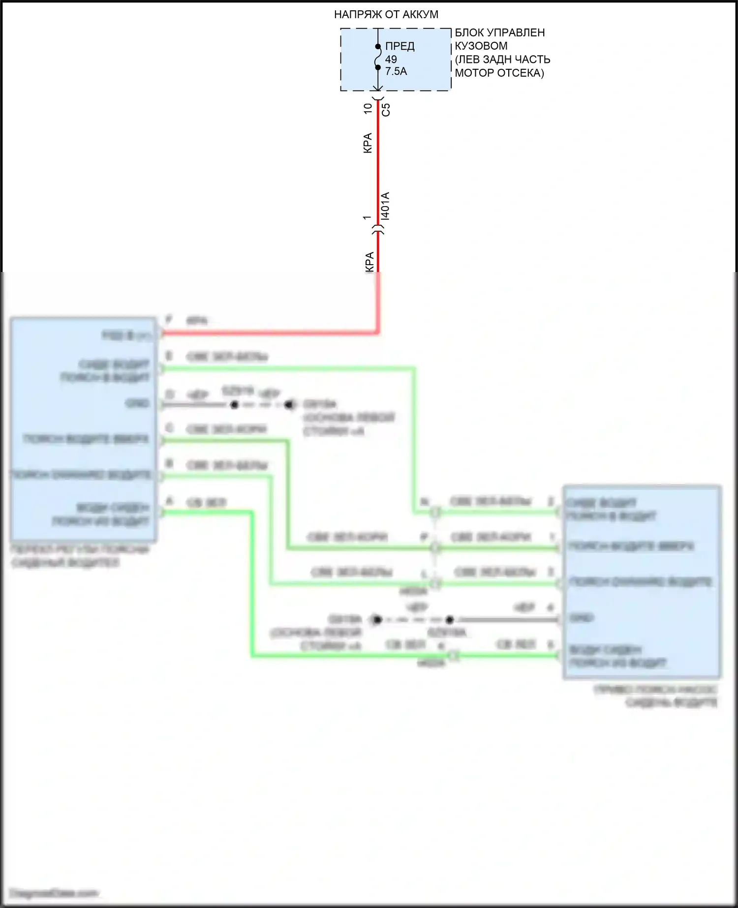 200 Chrysler II (2014-2016): Поясничная электросхема водителя 