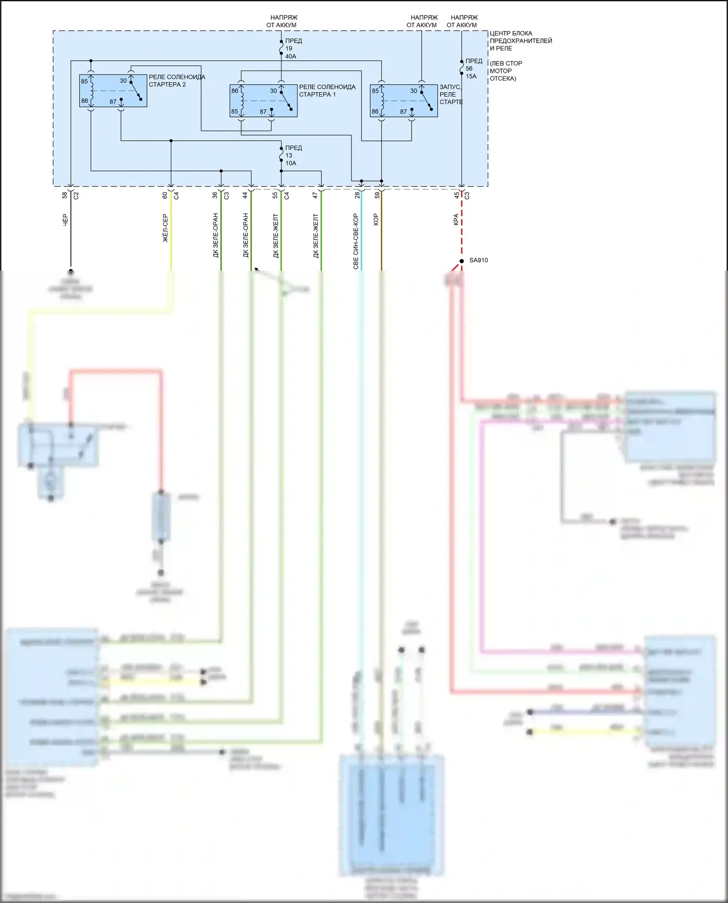 200 Chrysler II (2014-2016): Электросхема стартера, без пуска-останова 
