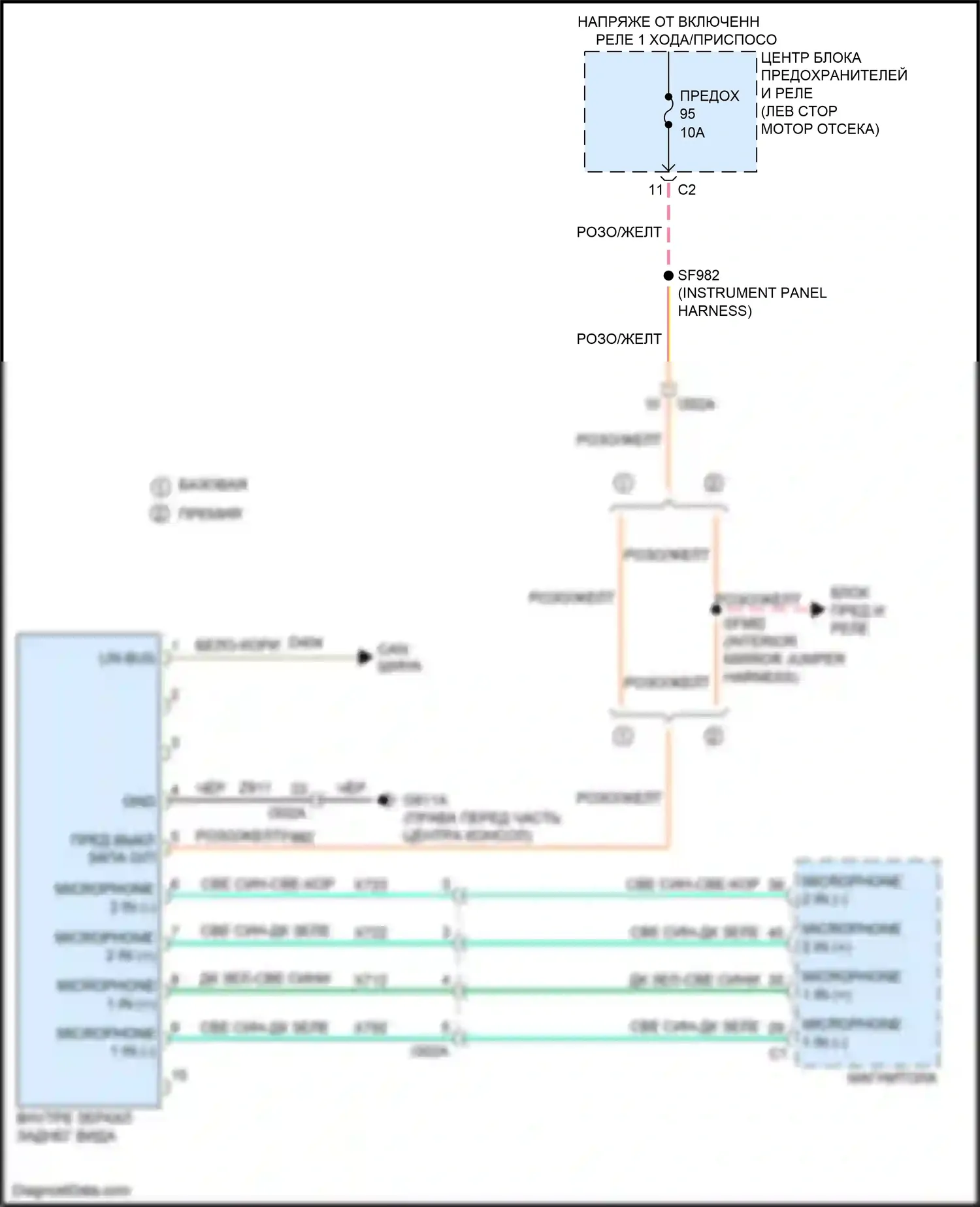 200 Chrysler II (2014-2016): Электросхема автоматического дневного/ночного зеркала 