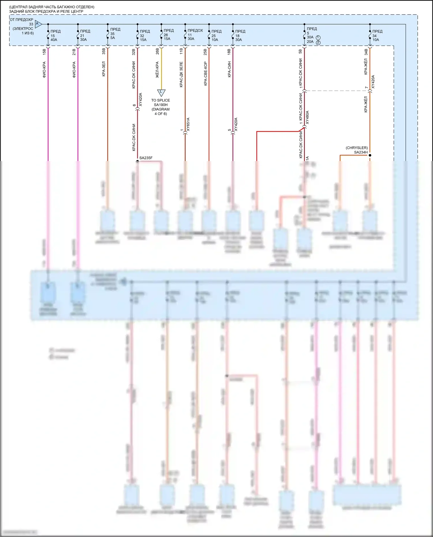 300C Chrysler II рестайлинг (2015-2024): Электросхема блока предохранителей реле (2 из 6) 