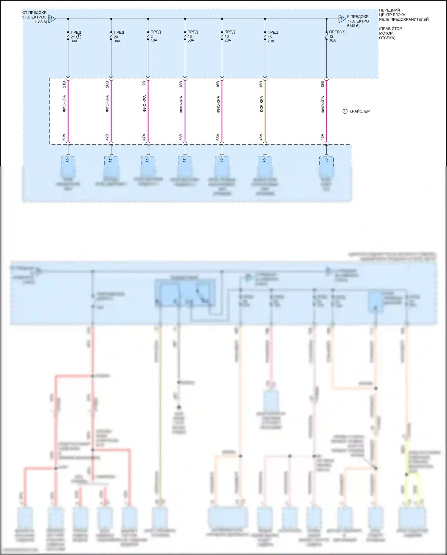 300C Chrysler II рестайлинг (2015-2024): Электросхема блока предохранителей реле (3 из 6) 