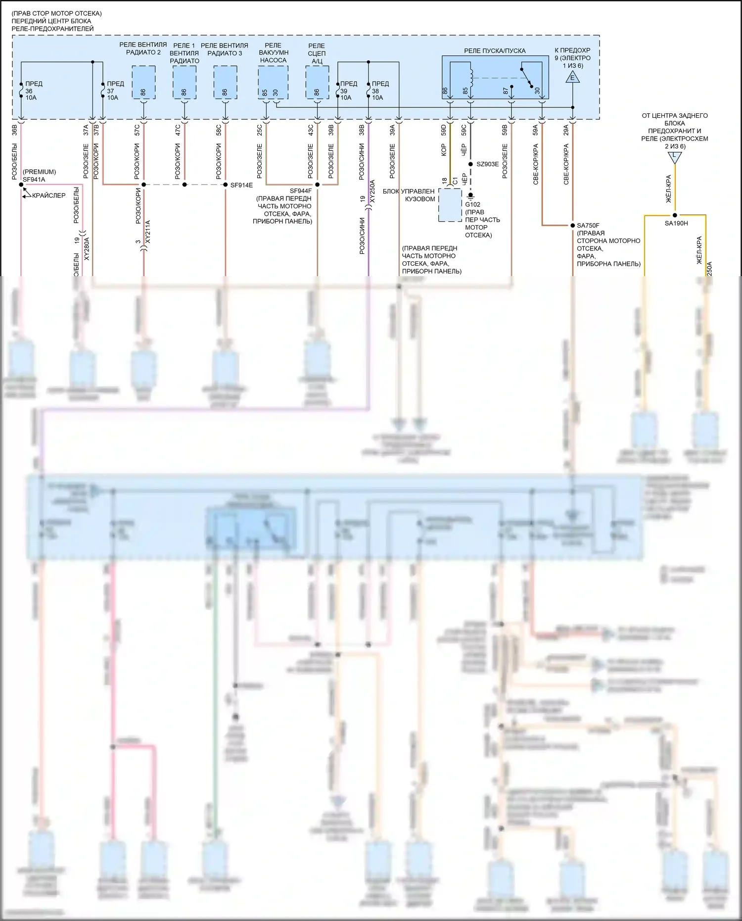 300C Chrysler II рестайлинг (2015-2024): Электросхема блока предохранителей реле (4 из 6) 