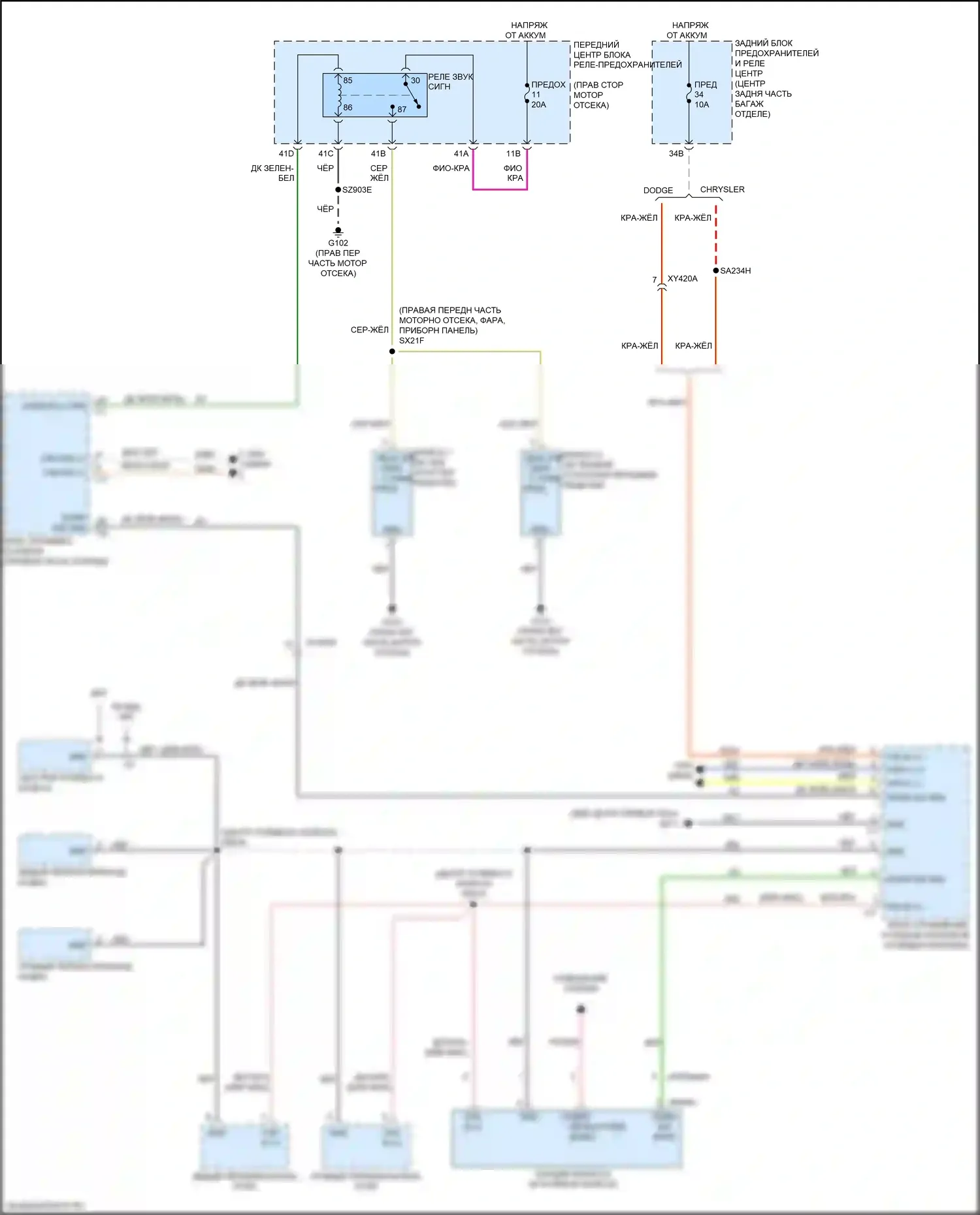 300C Chrysler II рестайлинг (2015-2024): Электросхема клаксона 