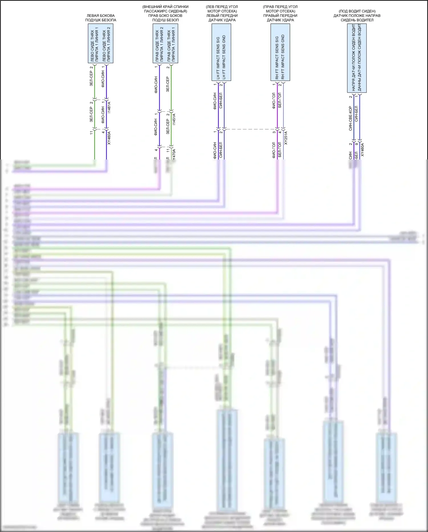 300C Chrysler II рестайлинг (2015-2024): Электросхема подушек безопасности (2 из 3) 