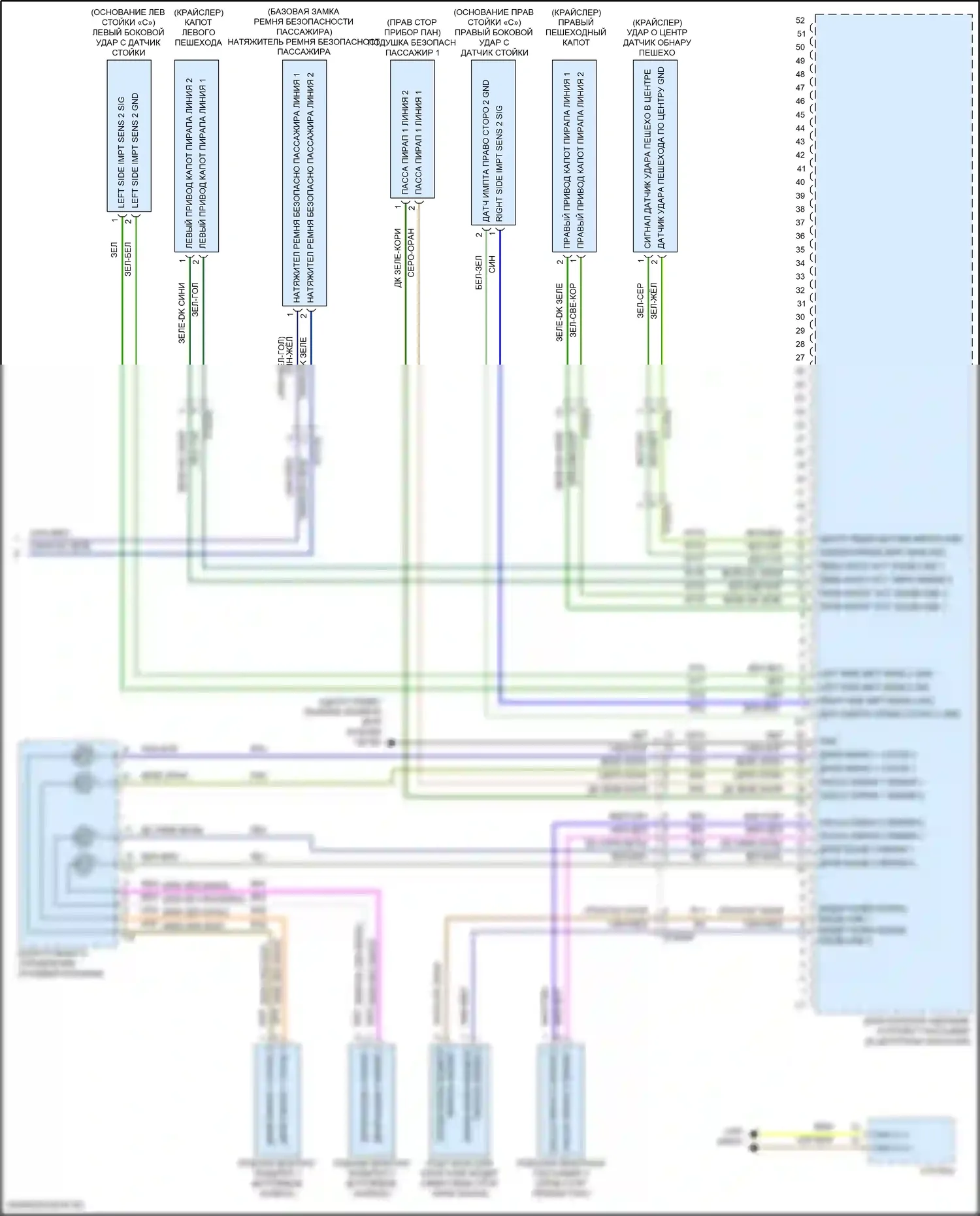 300C Chrysler II рестайлинг (2015-2024): Электросхема подушек безопасности (3 из 3) 
