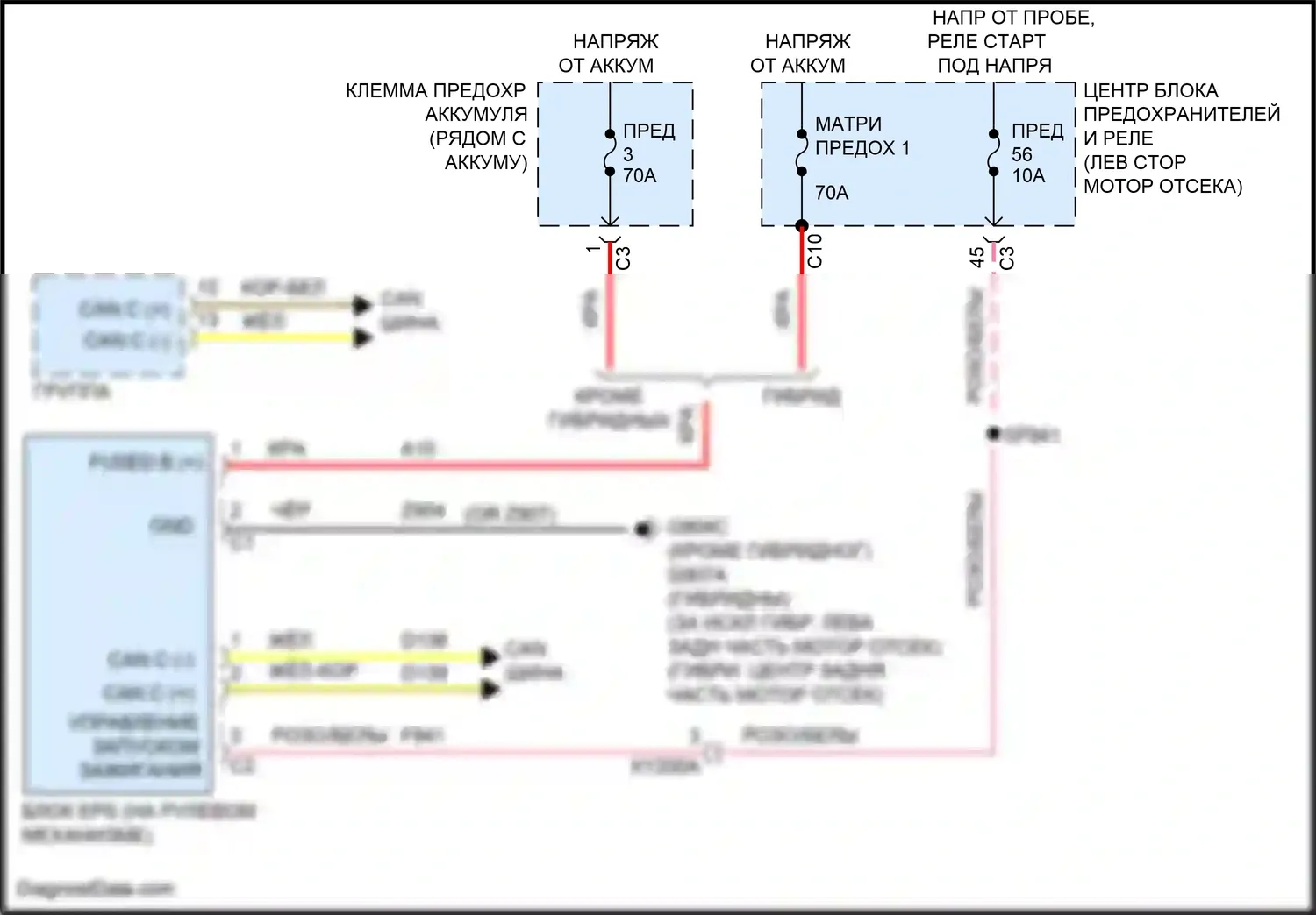 Pacifica Chrysler RU рестайлинг (2020-2024): Электросхема электроусилителя руля, кроме автономного 