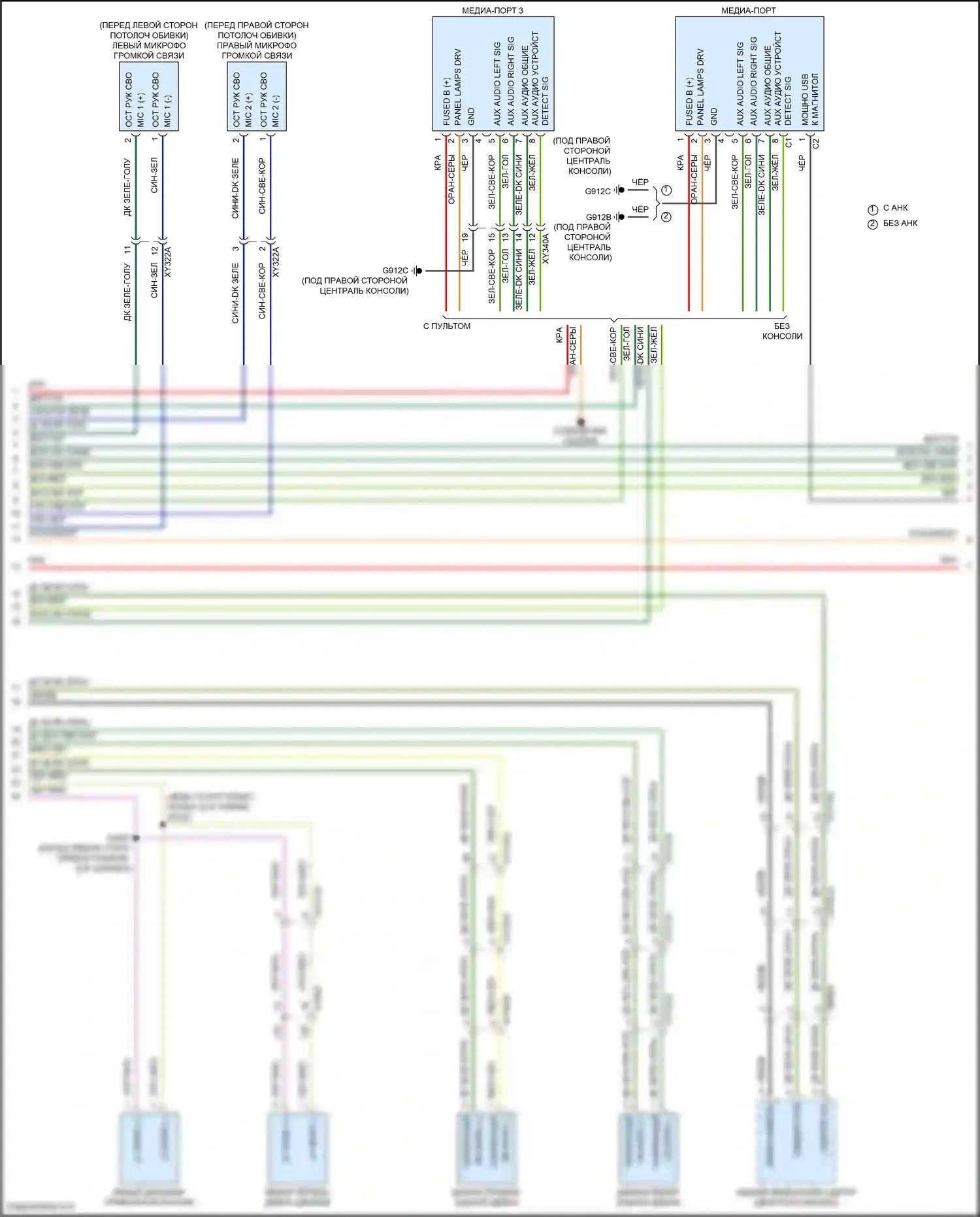 Pacifica Chrysler RU рестайлинг (2020-2024): Электросхема радиосистемы, база (2 из 4) 