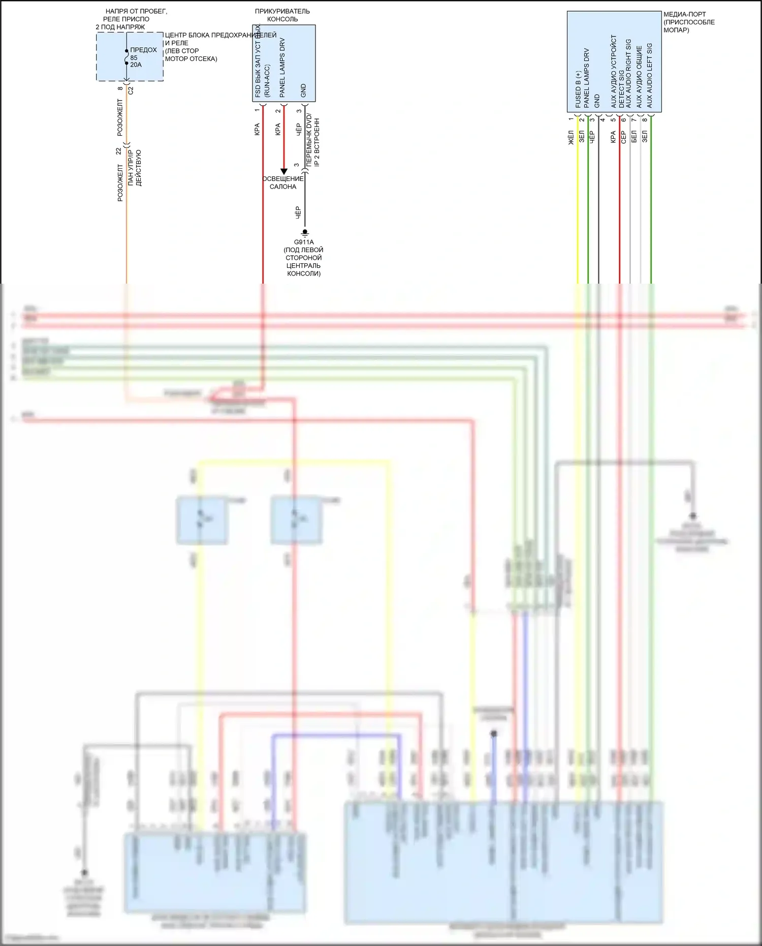 Pacifica Chrysler RU рестайлинг (2020-2024): Электросхема радиосвязи, премиум 2 (4 из 6) 