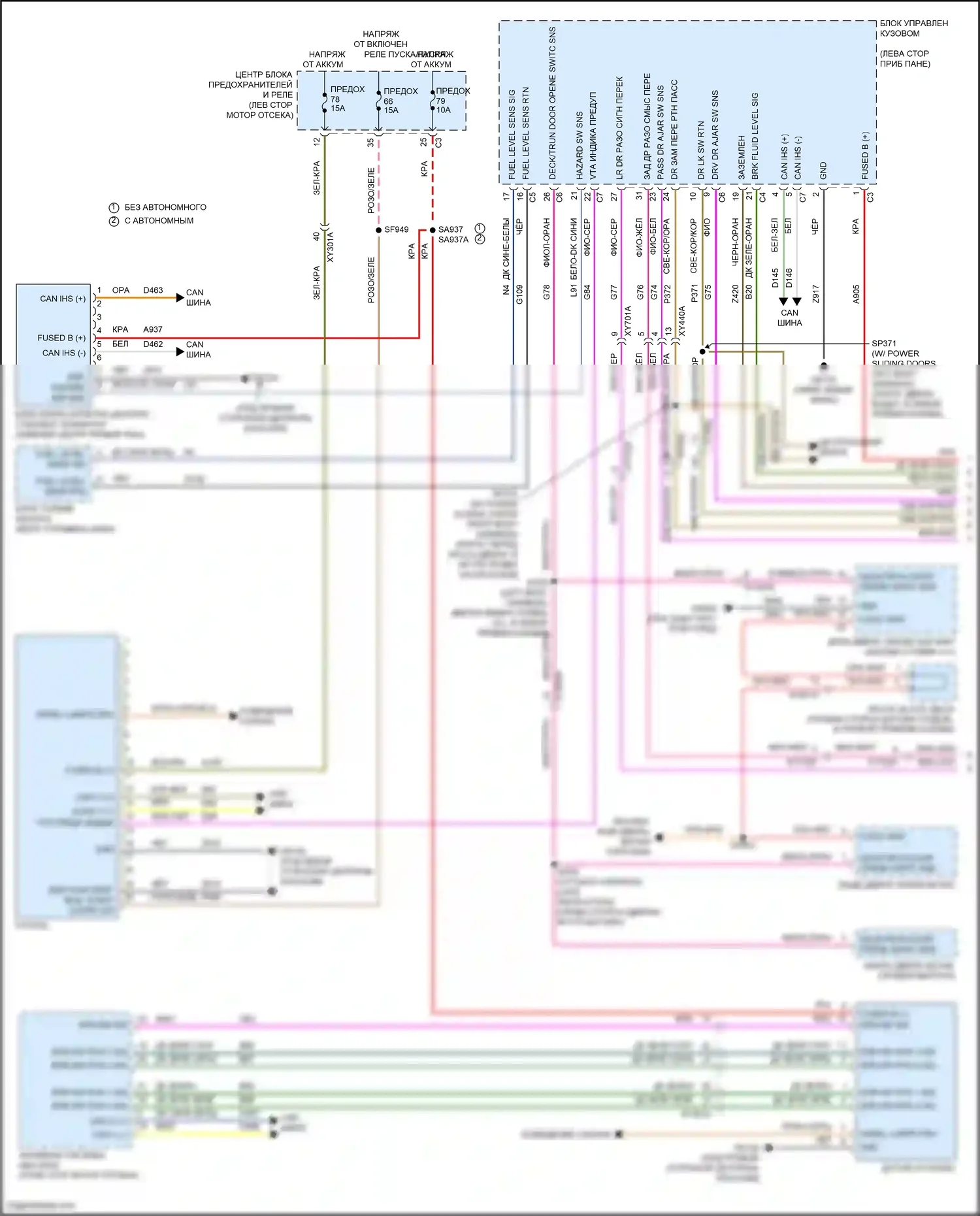 Pacifica Chrysler RU рестайлинг (2020-2024): Электросхема приборной панели (1 из 2) 