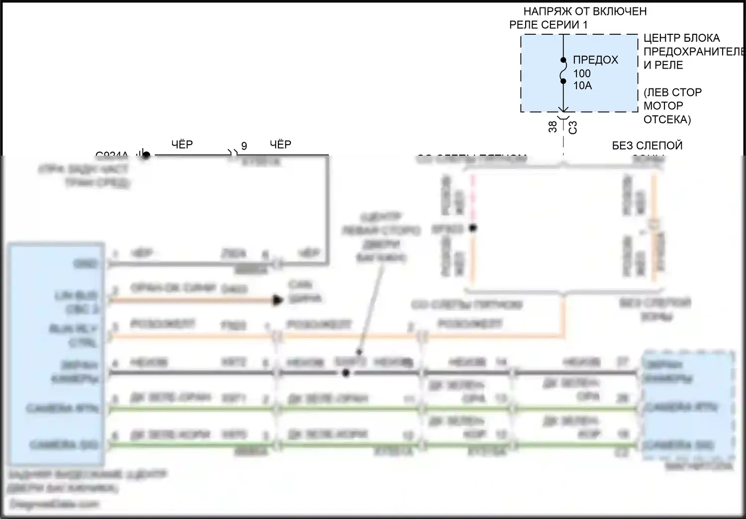 Pacifica Chrysler RU рестайлинг (2020-2024): Электросхема камеры заднего вида 
