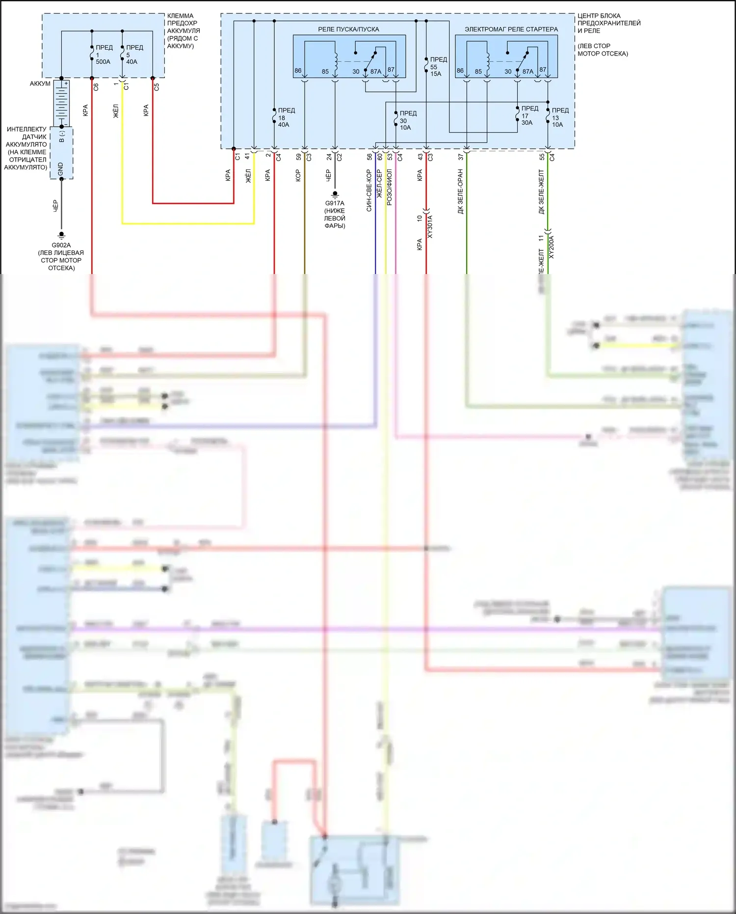 Pacifica Chrysler RU рестайлинг (2020-2024): Электросхема стартера, без пуска-останова 