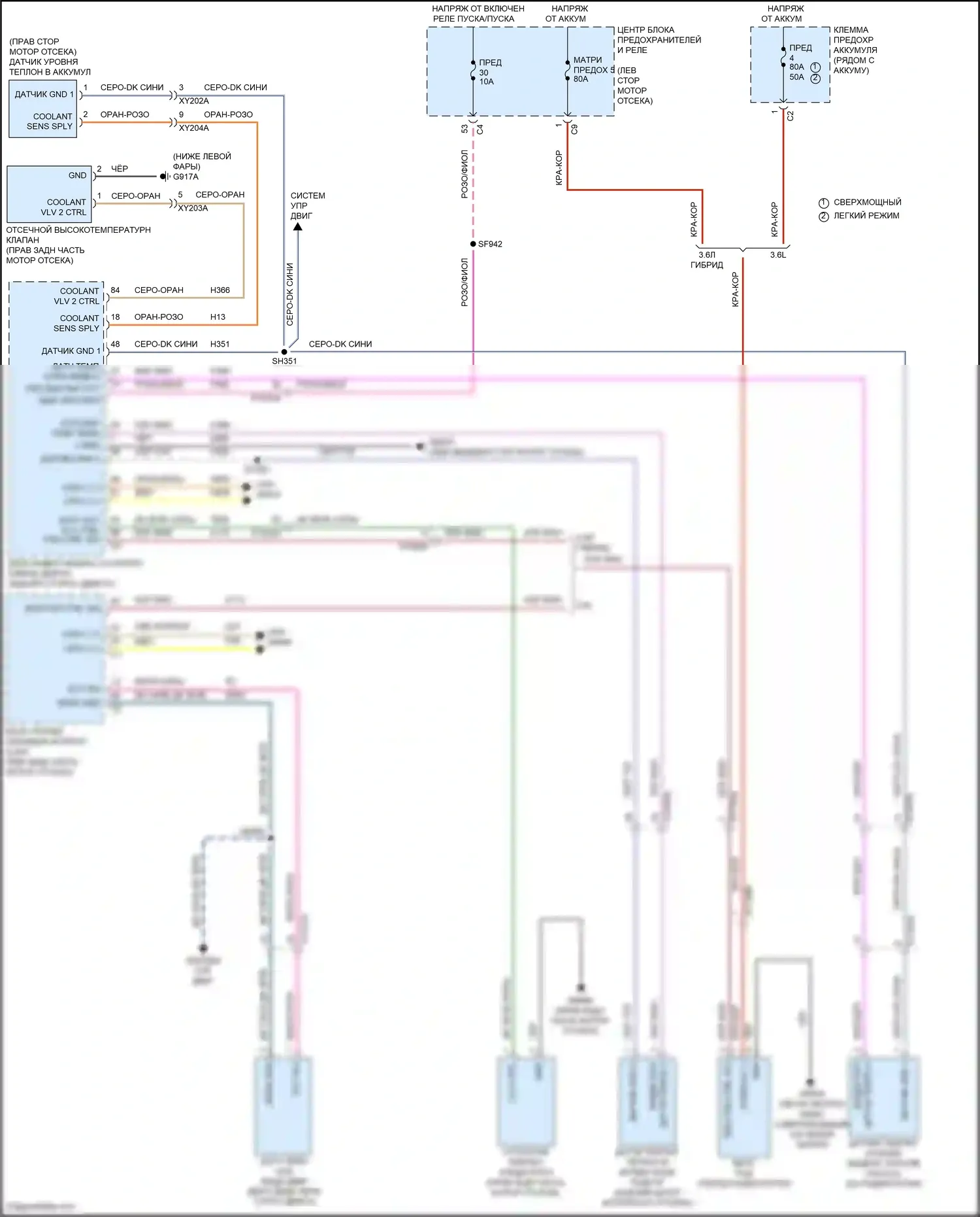 Pacifica Chrysler RU рестайлинг (2020-2024): Электросхема вентилятора охлаждения 