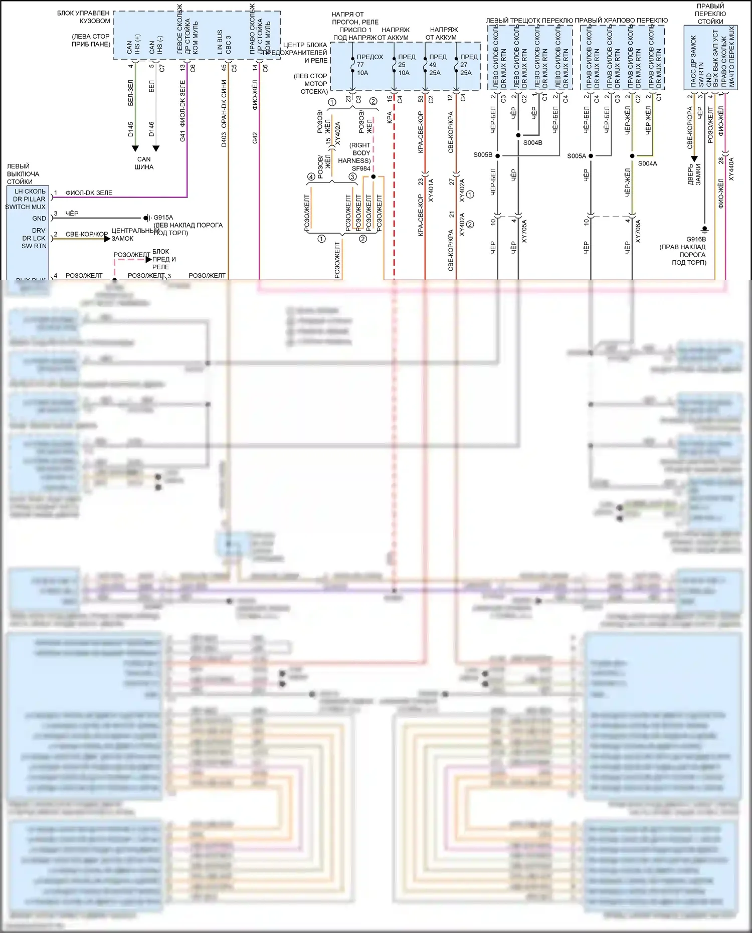 Pacifica Chrysler RU (2016-2020): Электросхема раздвижной двери с силовым приводом 