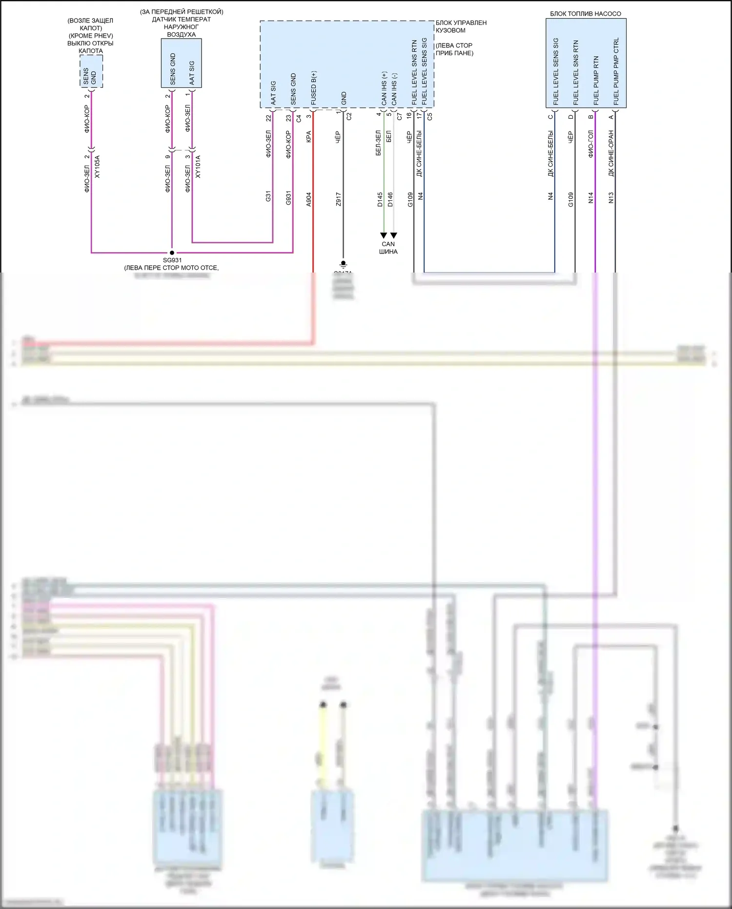 Pacifica Chrysler RU (2016-2020): Электросхема двигателя 3.6л, электросхема органов управления двигателем (3 из 7) 