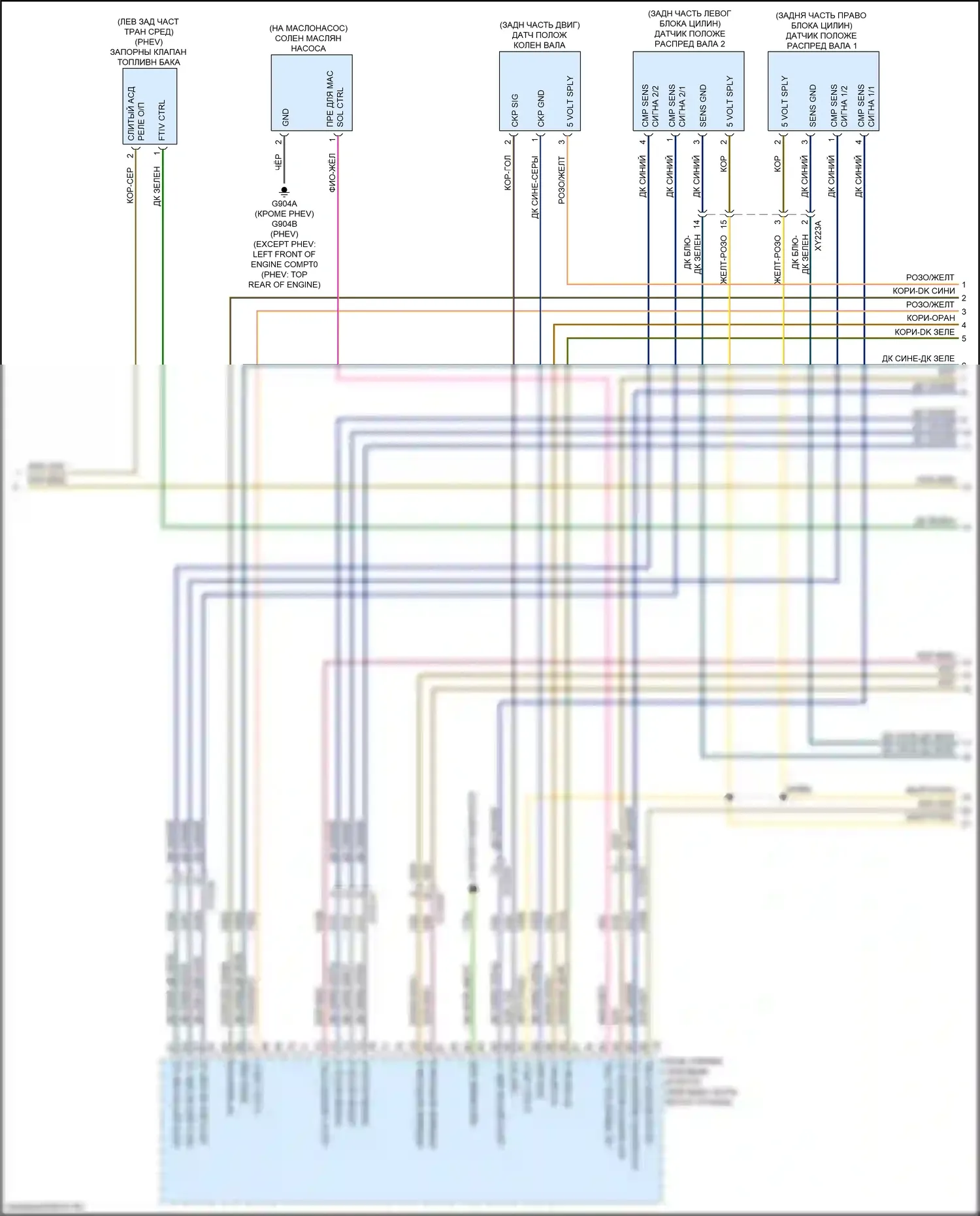 Pacifica Chrysler RU (2016-2020): Электросхема двигателя 3.6л, электросхема органов управления двигателем (4 из 7) 