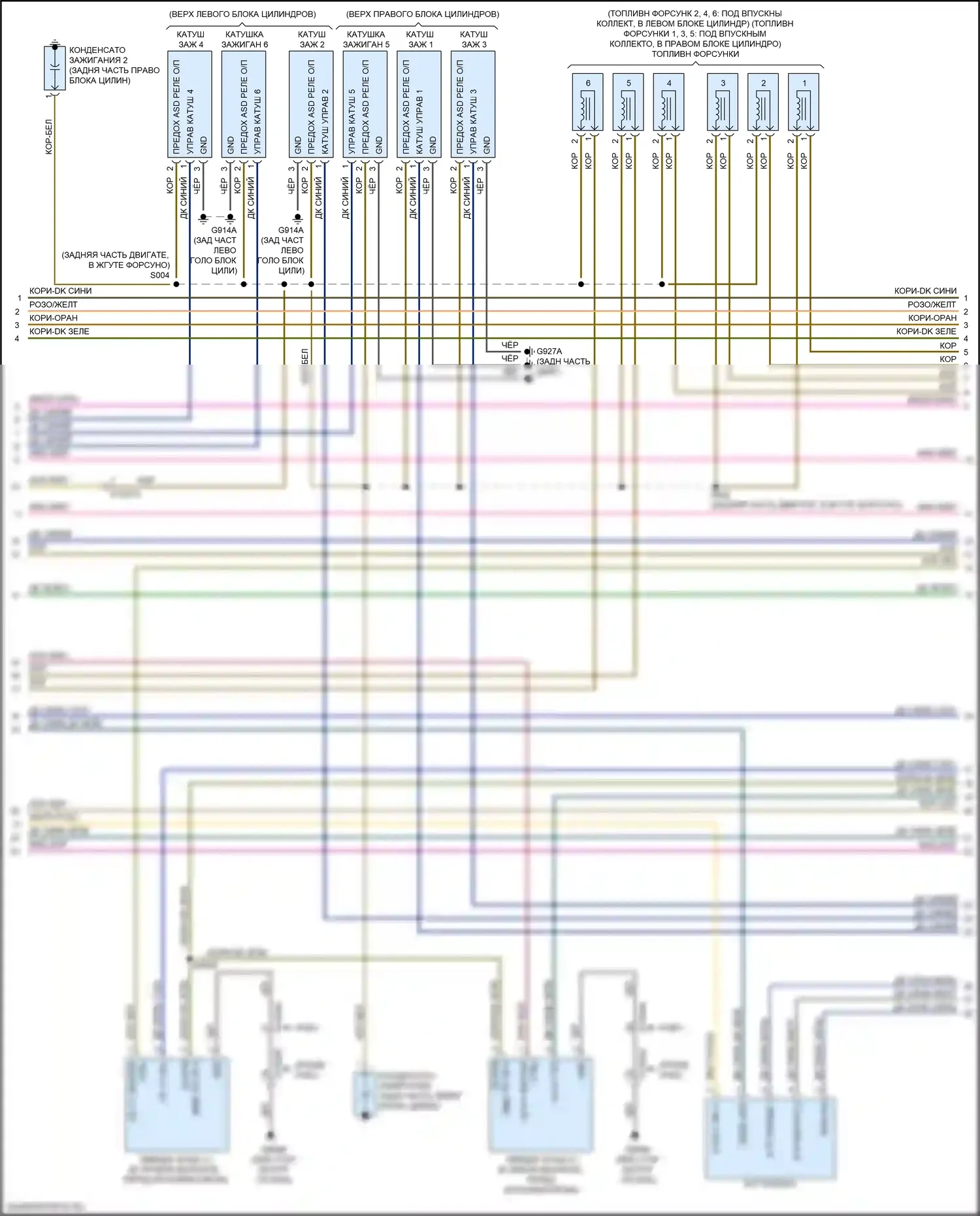 Pacifica Chrysler RU (2016-2020): Электросхема двигателя 3.6л, электросхема органов управления двигателем (6 из 7) 