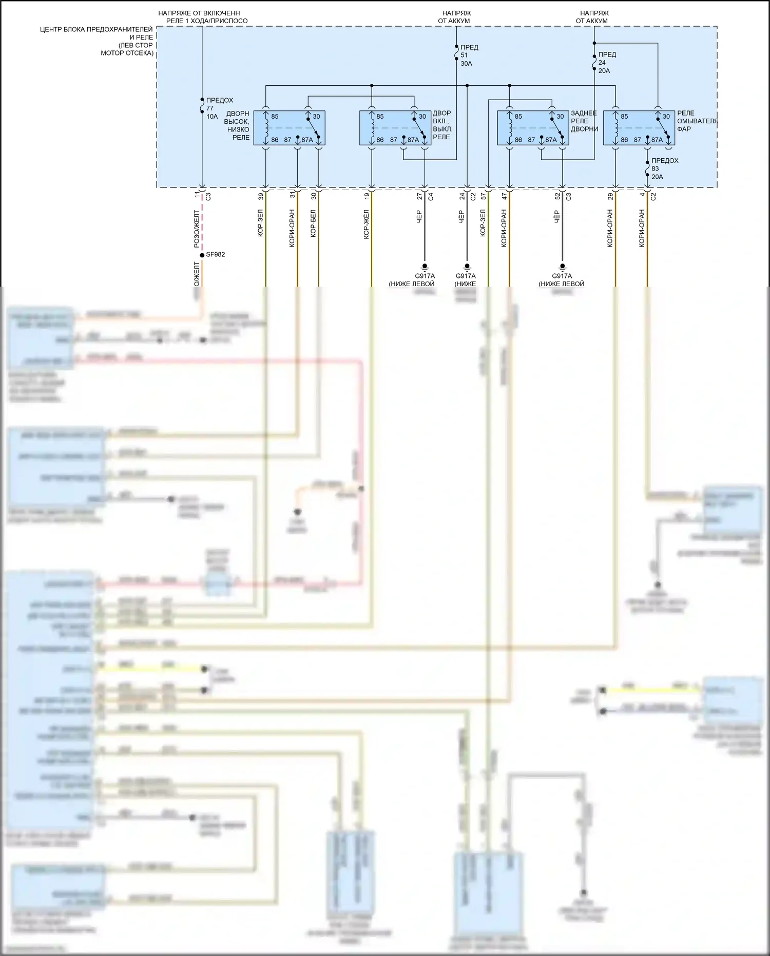 Pacifica Chrysler RU (2016-2020): Дворники и омыватели электросхема 