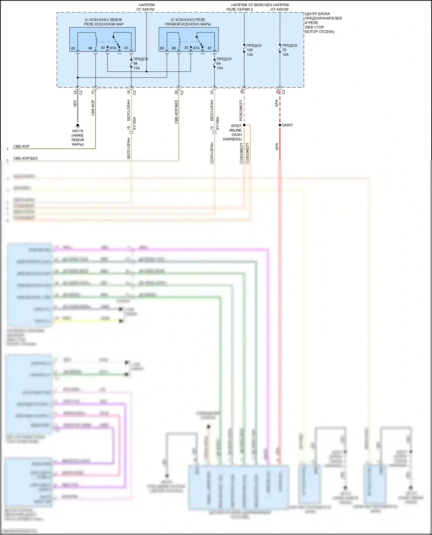 Pacifica Chrysler RU (2016-2020): Электросхема фар, премиум (2 из 2) 
