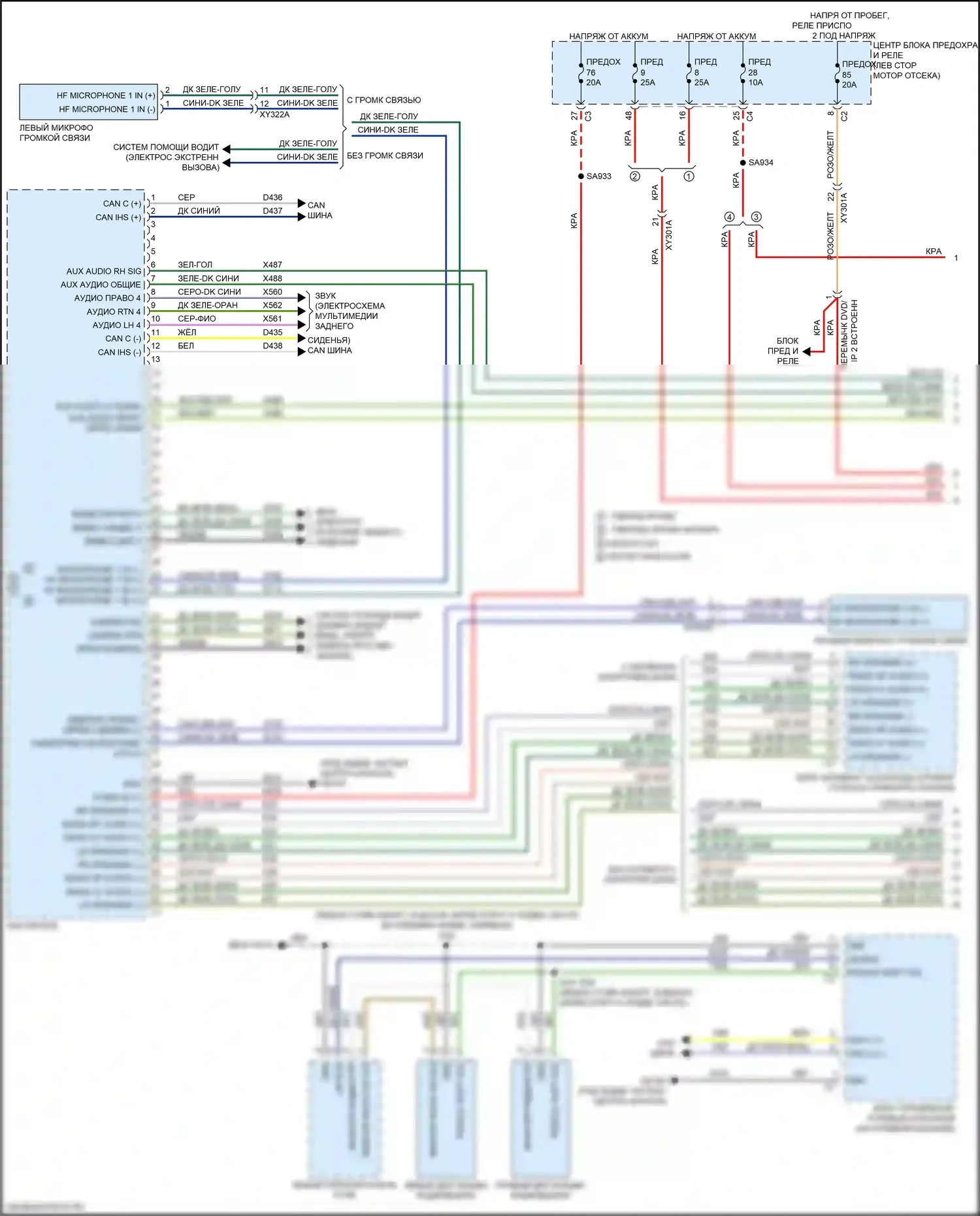 Pacifica Chrysler RU (2016-2020): Электросхема магнитолы, премиум (1 из 4) 