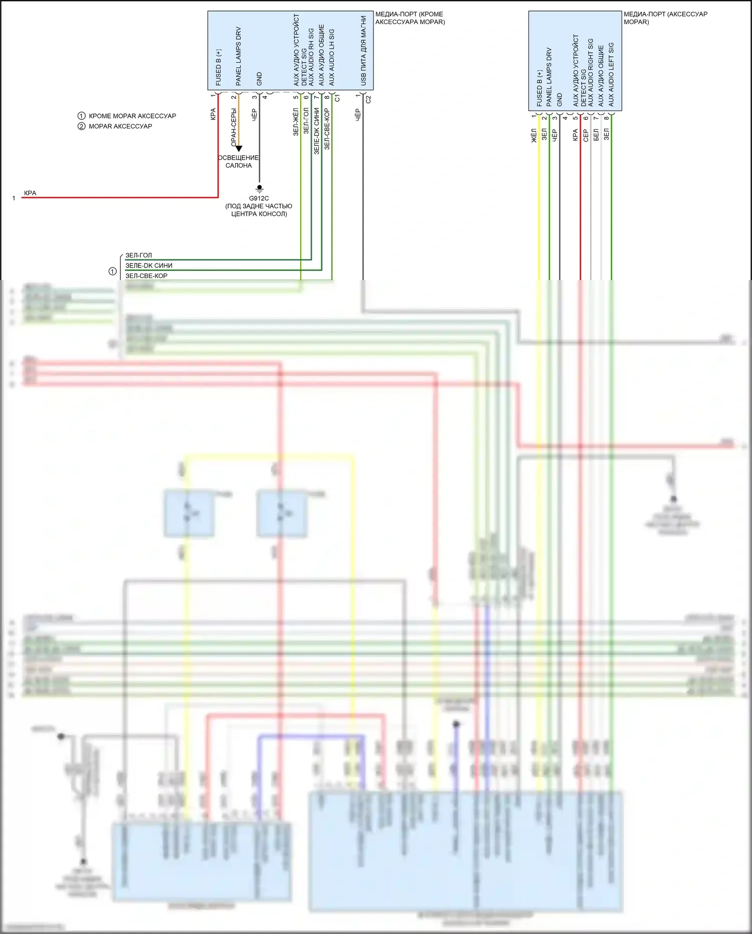 Pacifica Chrysler RU (2016-2020): Электросхема магнитолы, премиум (2 из 4) 