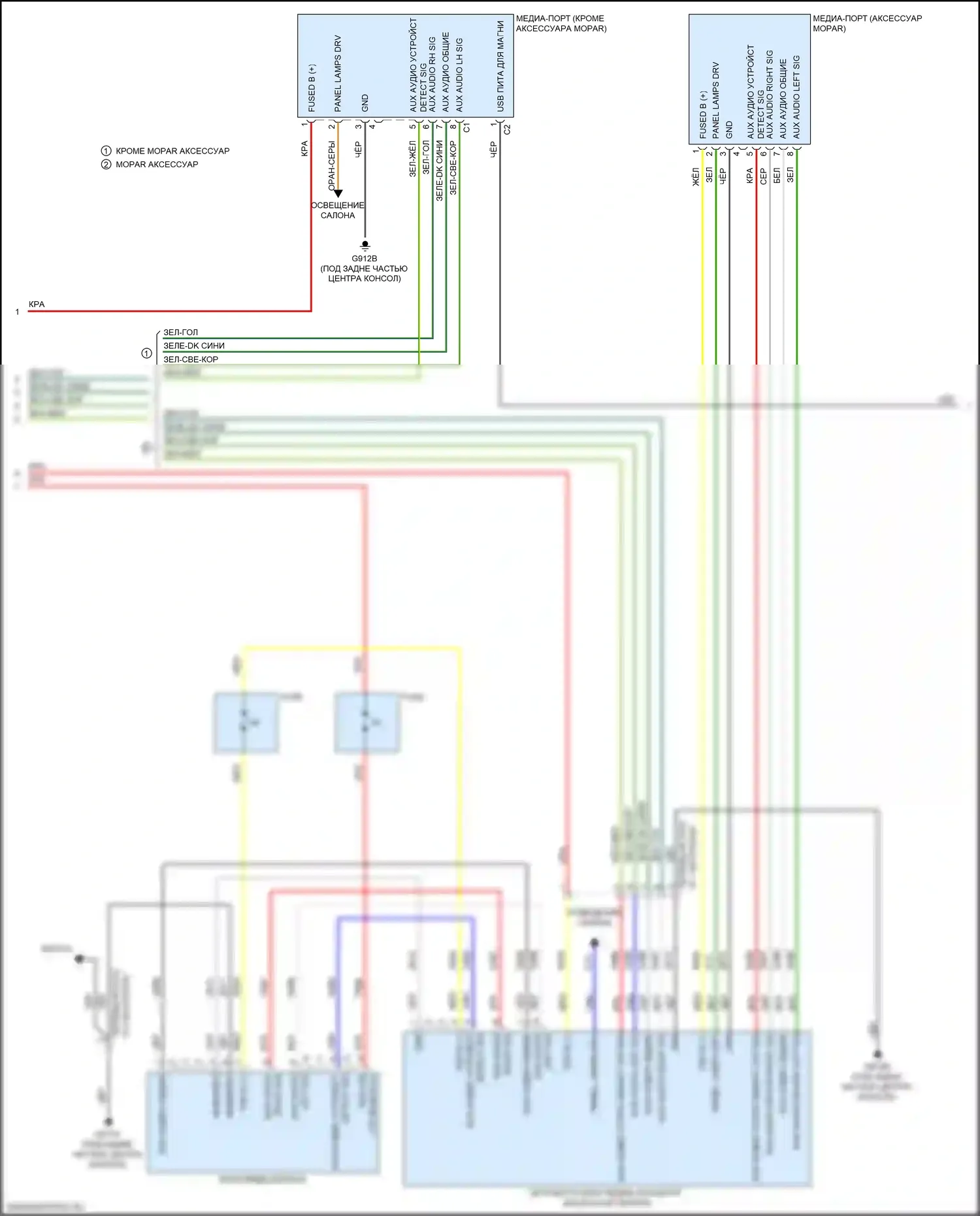 Pacifica Chrysler RU (2016-2020): Магнитола электросхема, базовая (2 из 3) 