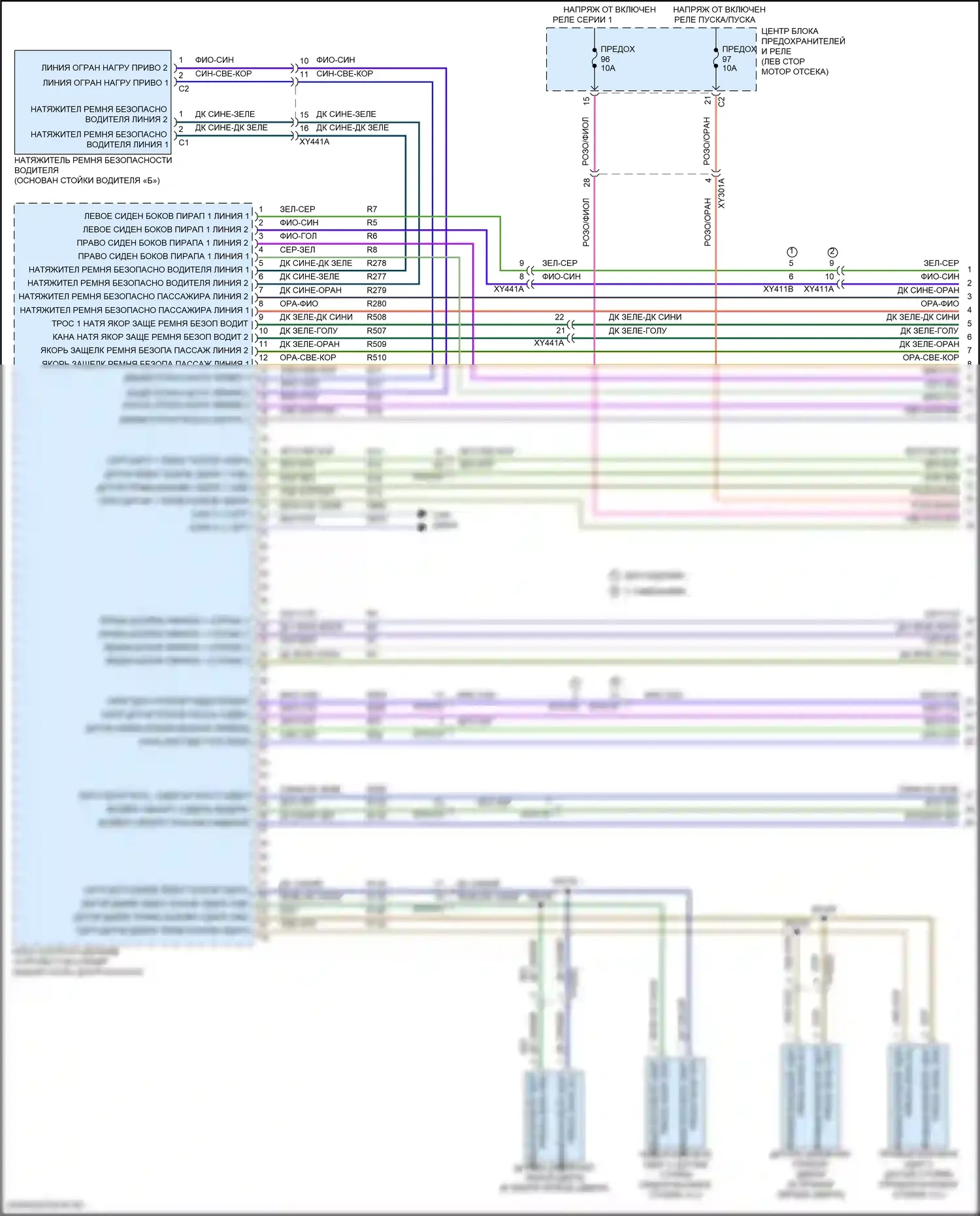 Pacifica Chrysler RU (2016-2020): Электросхема подушек безопасности (1 из 4) 