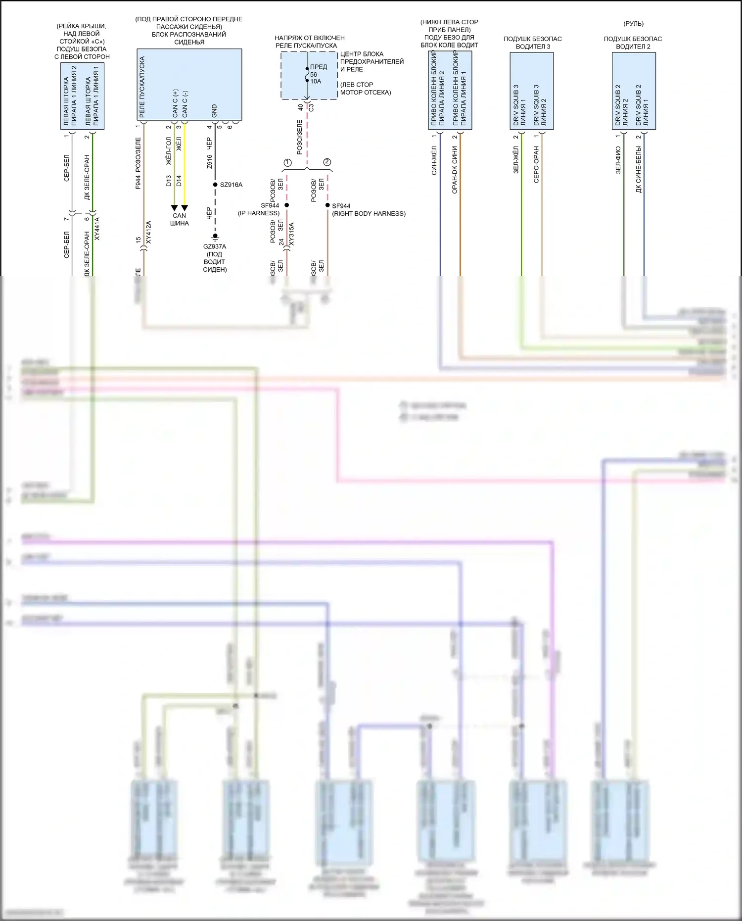 Pacifica Chrysler RU (2016-2020): Электросхема подушек безопасности (3 из 4) 