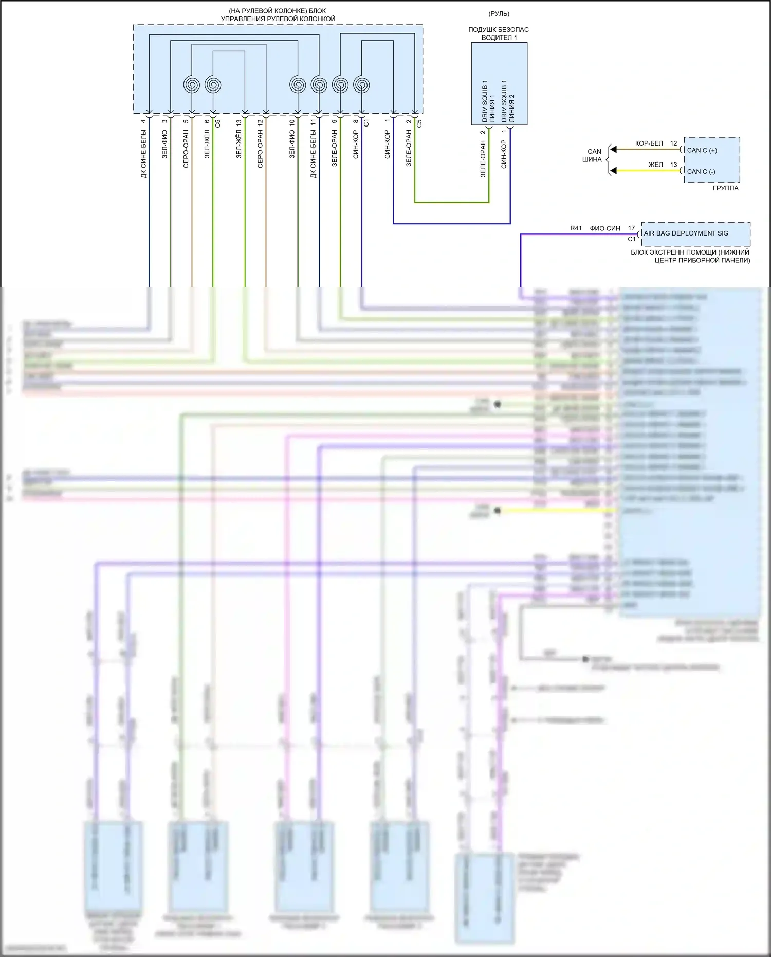 Pacifica Chrysler RU (2016-2020): Электросхема подушек безопасности (4 из 4) 