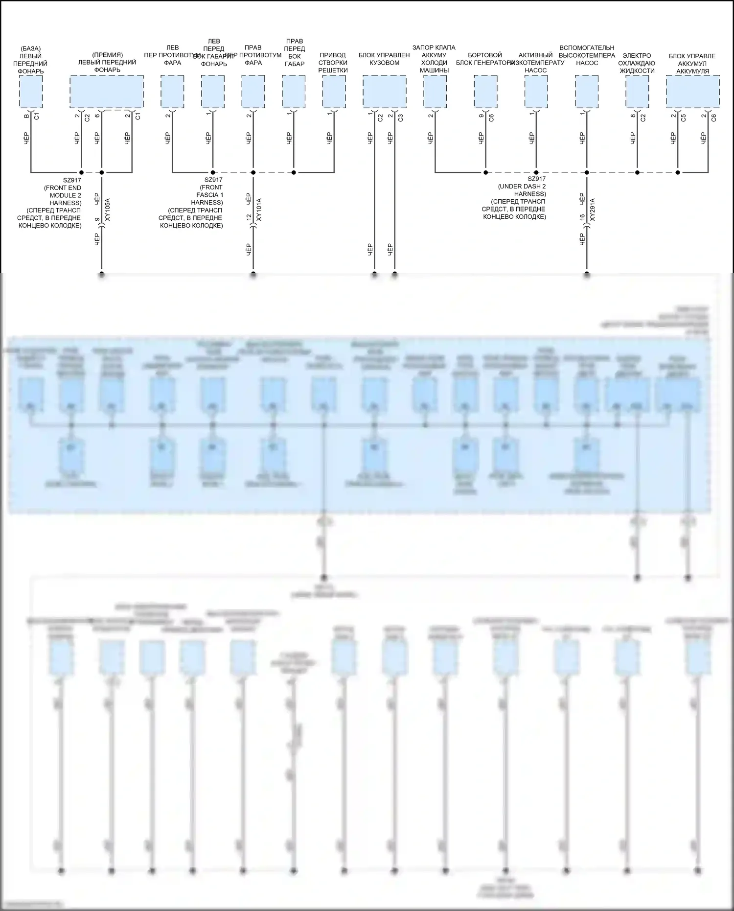 Pacifica Chrysler RU (2016-2020): Электросхема разводки массы (2 из 7) 